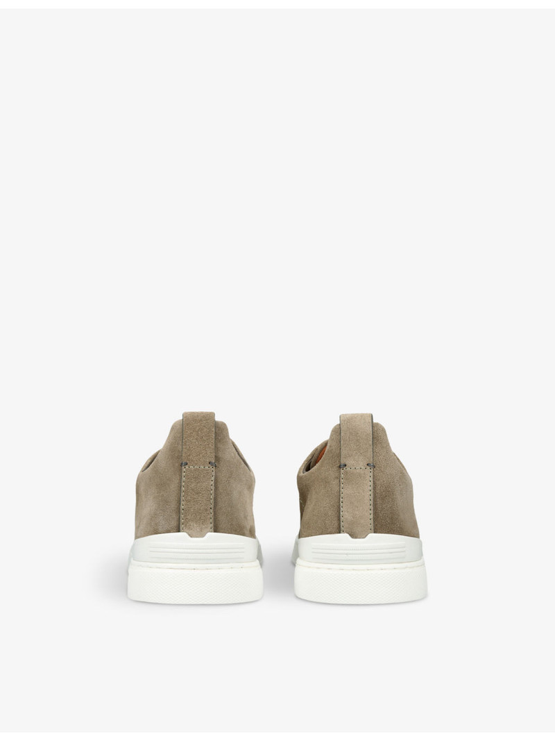 ZEGNA Triple Stitch panelled suede low-top trainers outlook