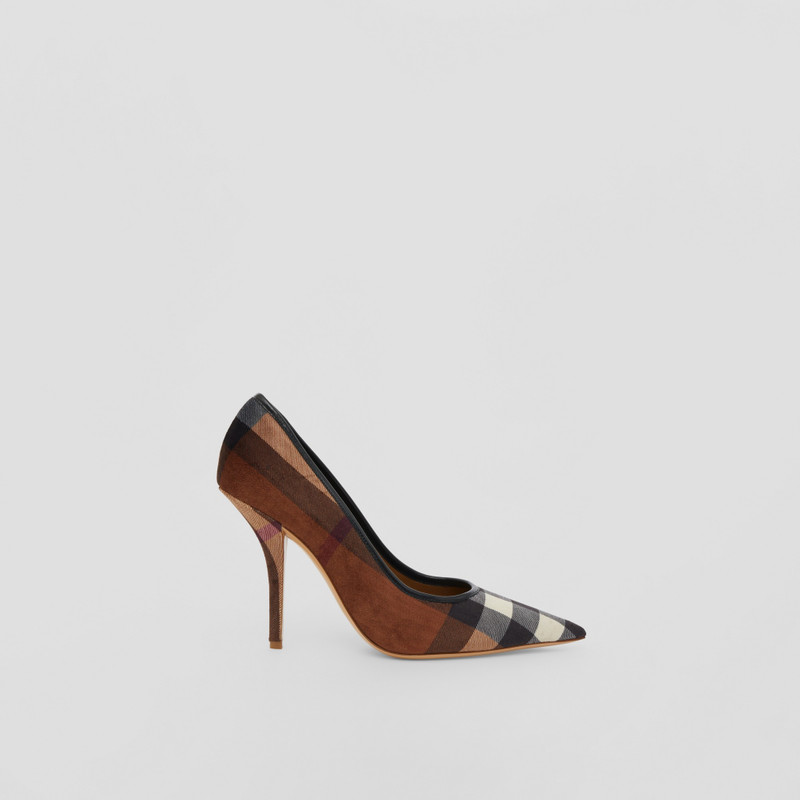 Exaggerated Check Leather Point-toe Pumps 1