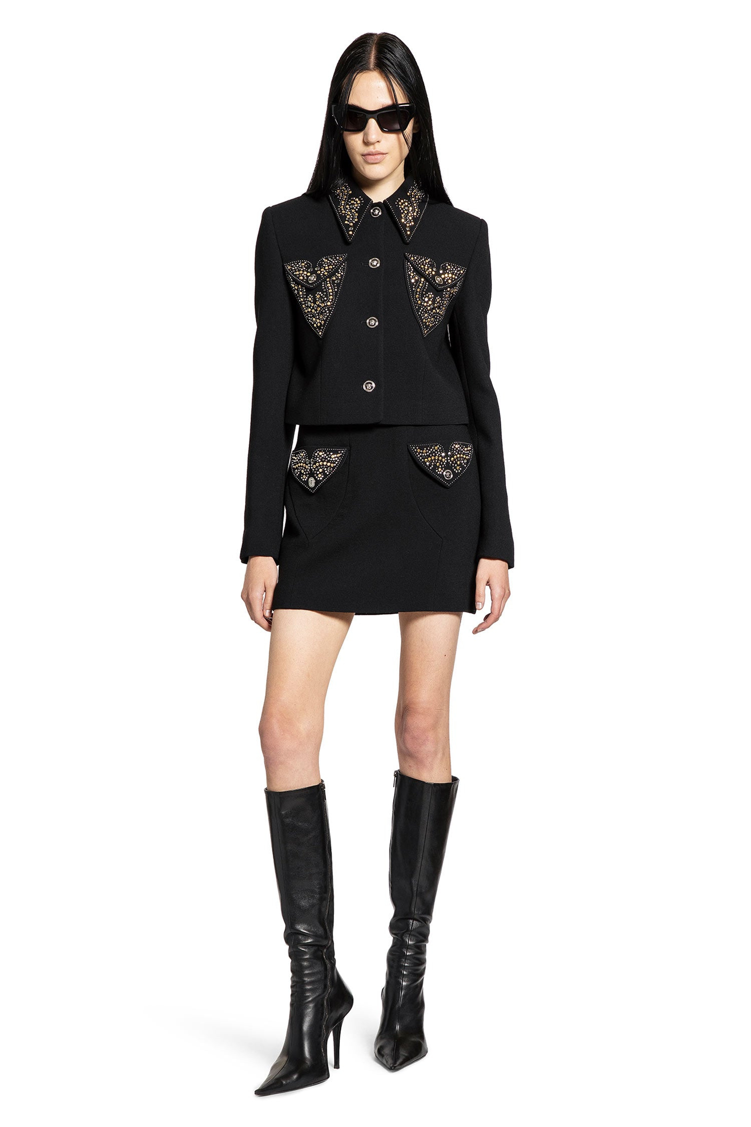 Studded Wool Mini Skirt - 6
