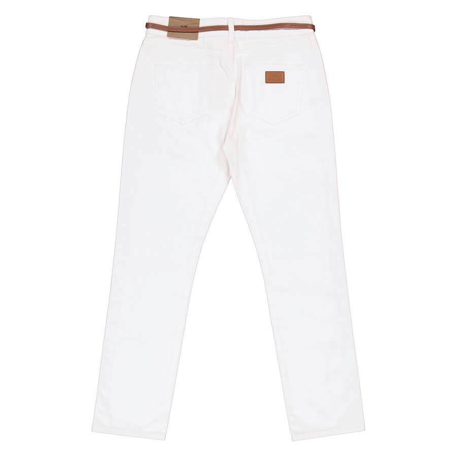 Burberry Ladies Off White Straight Fit Leather Harness Detail Jeans - 4