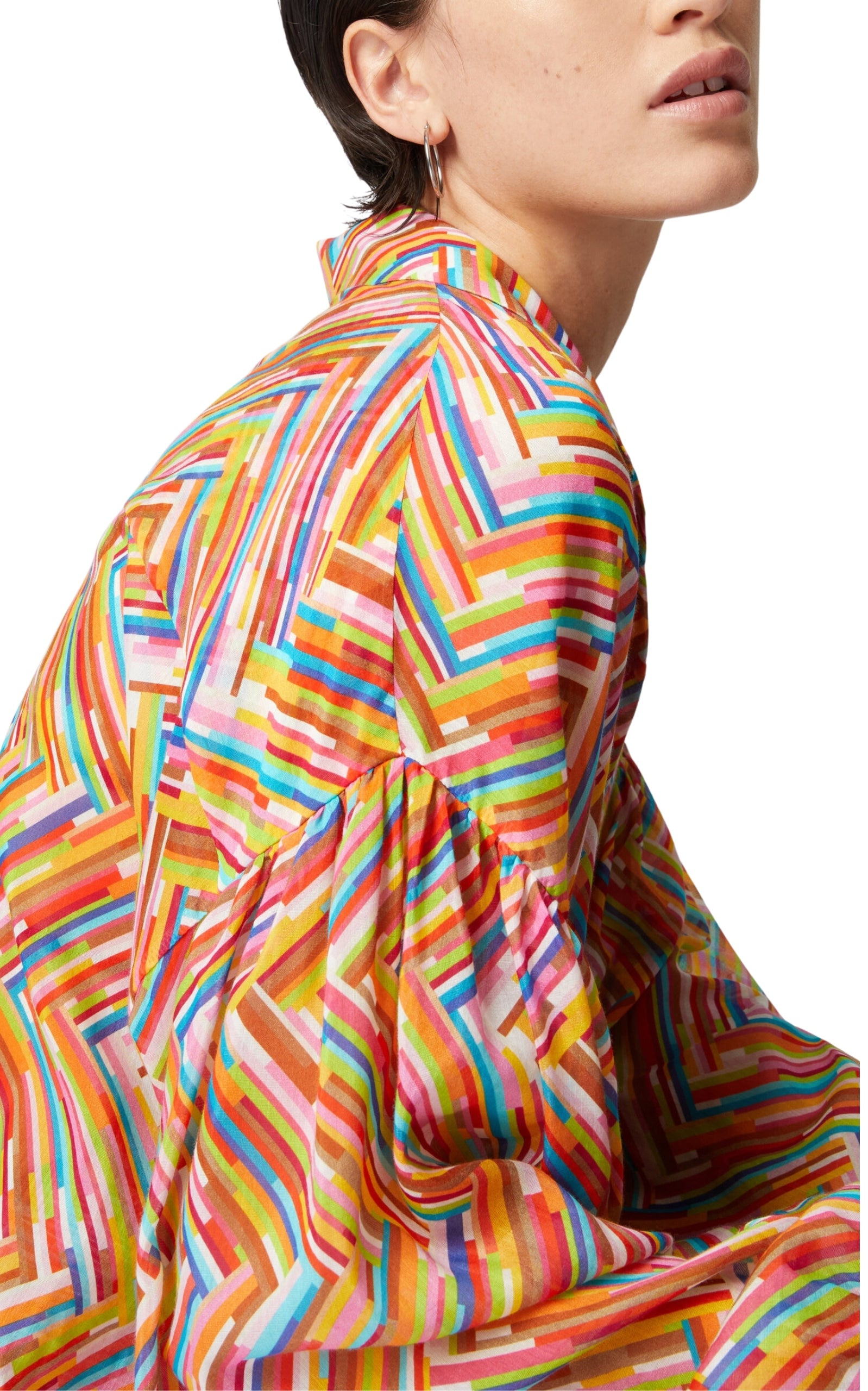 Oversized shirt in printed cotton and silk blend - 4