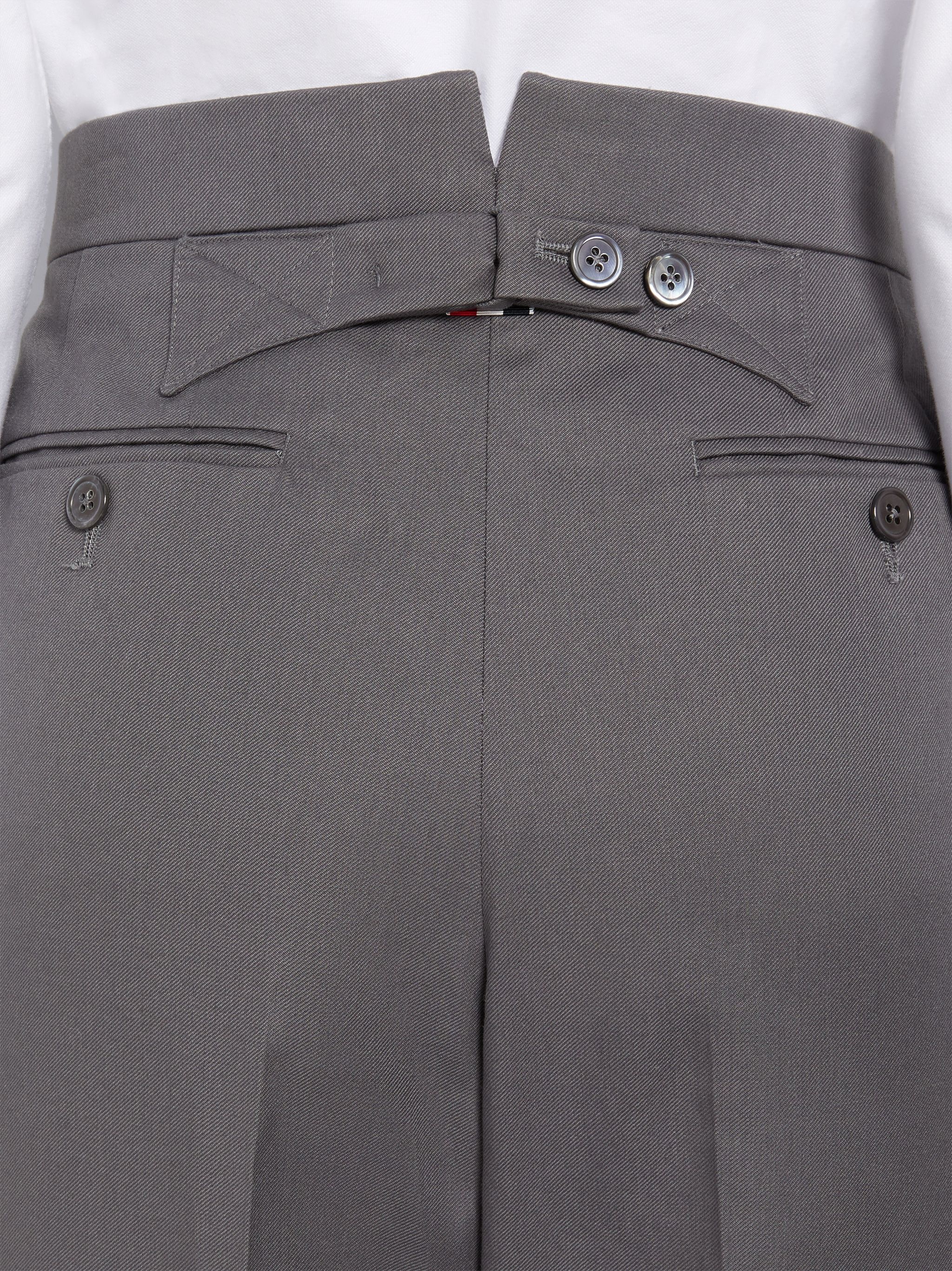 Medium Grey Cotton Twill Engineered 4-Bar Classic Backstrap Trouser - 6