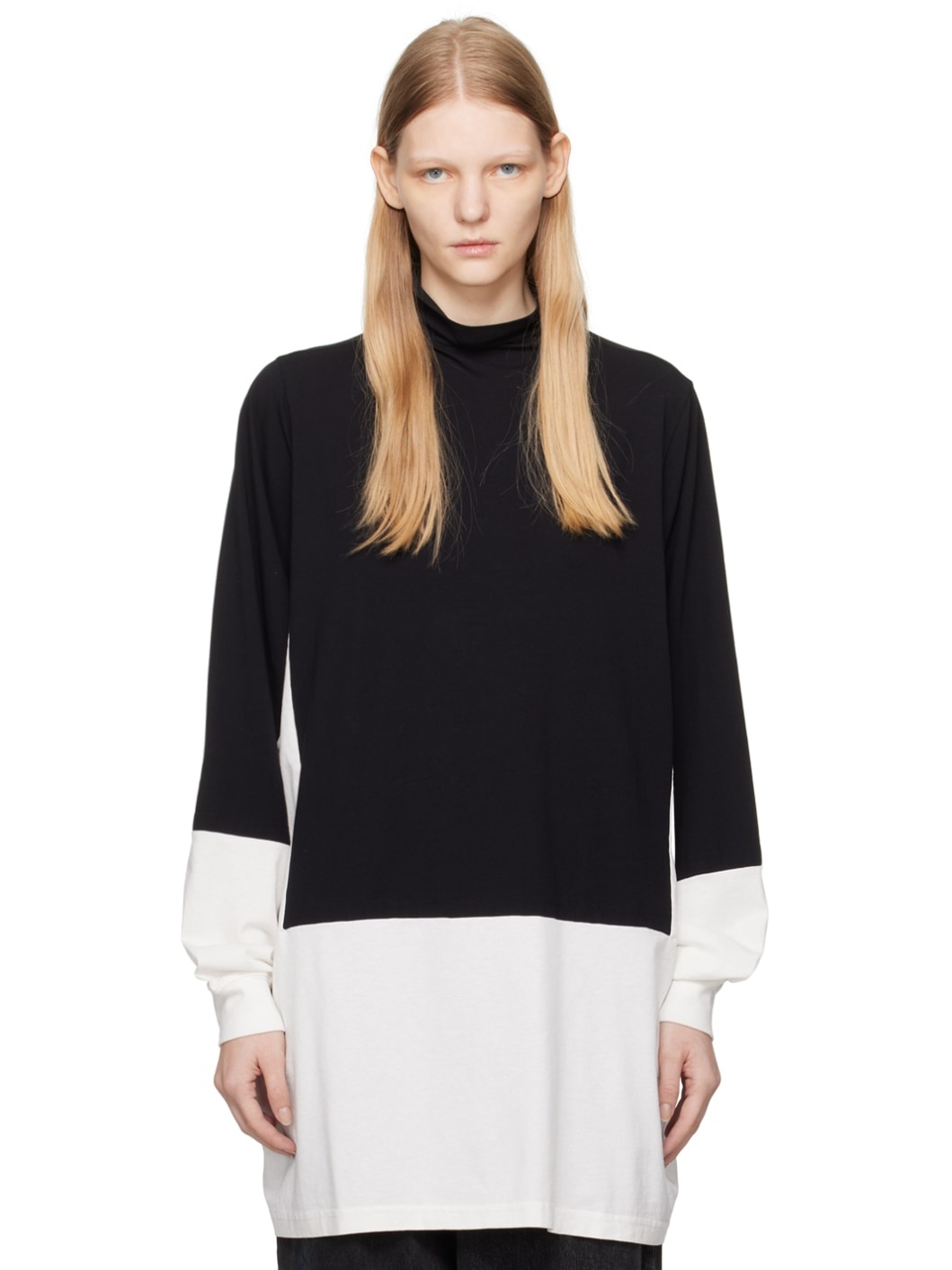 Black & White Paneled Turtleneck - 1