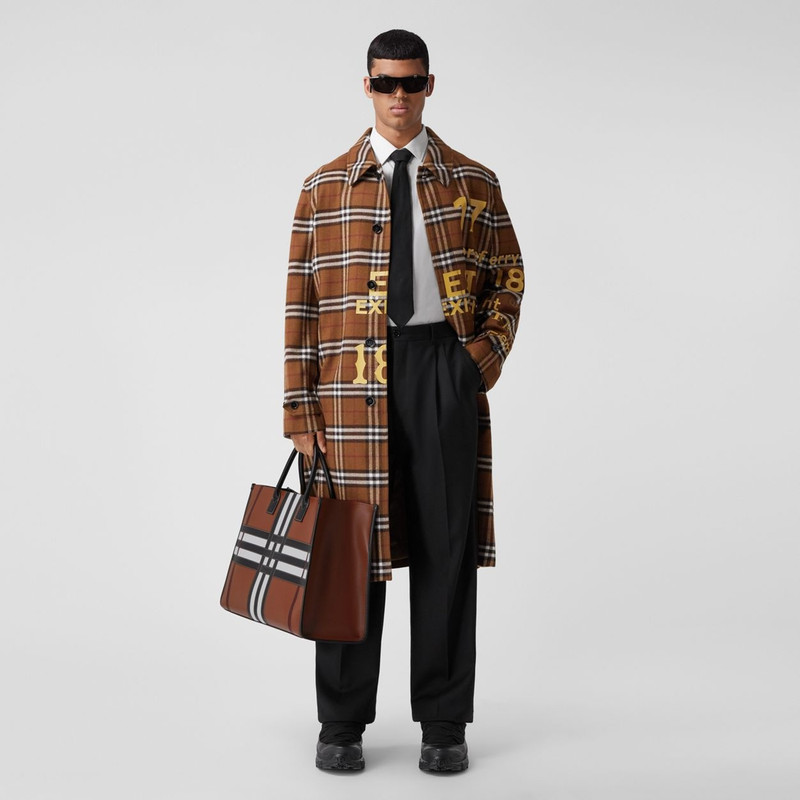 Exaggerated Check Leather Tote 8