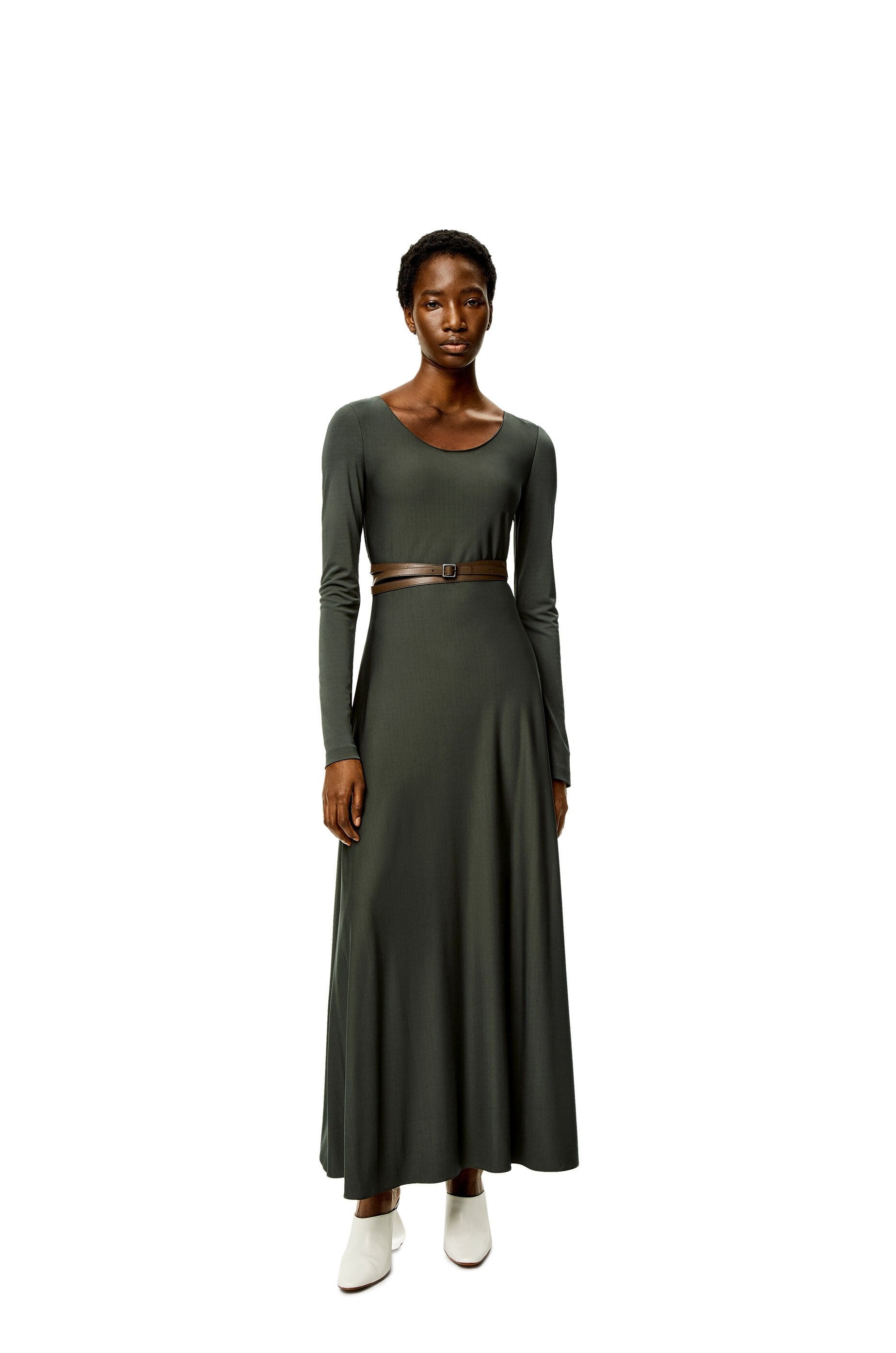 Belted midi dress in viscose - 2