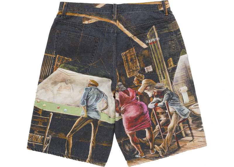 Supreme Supreme Ernie Barnes Baggy Denim Short Pool Hall outlook
