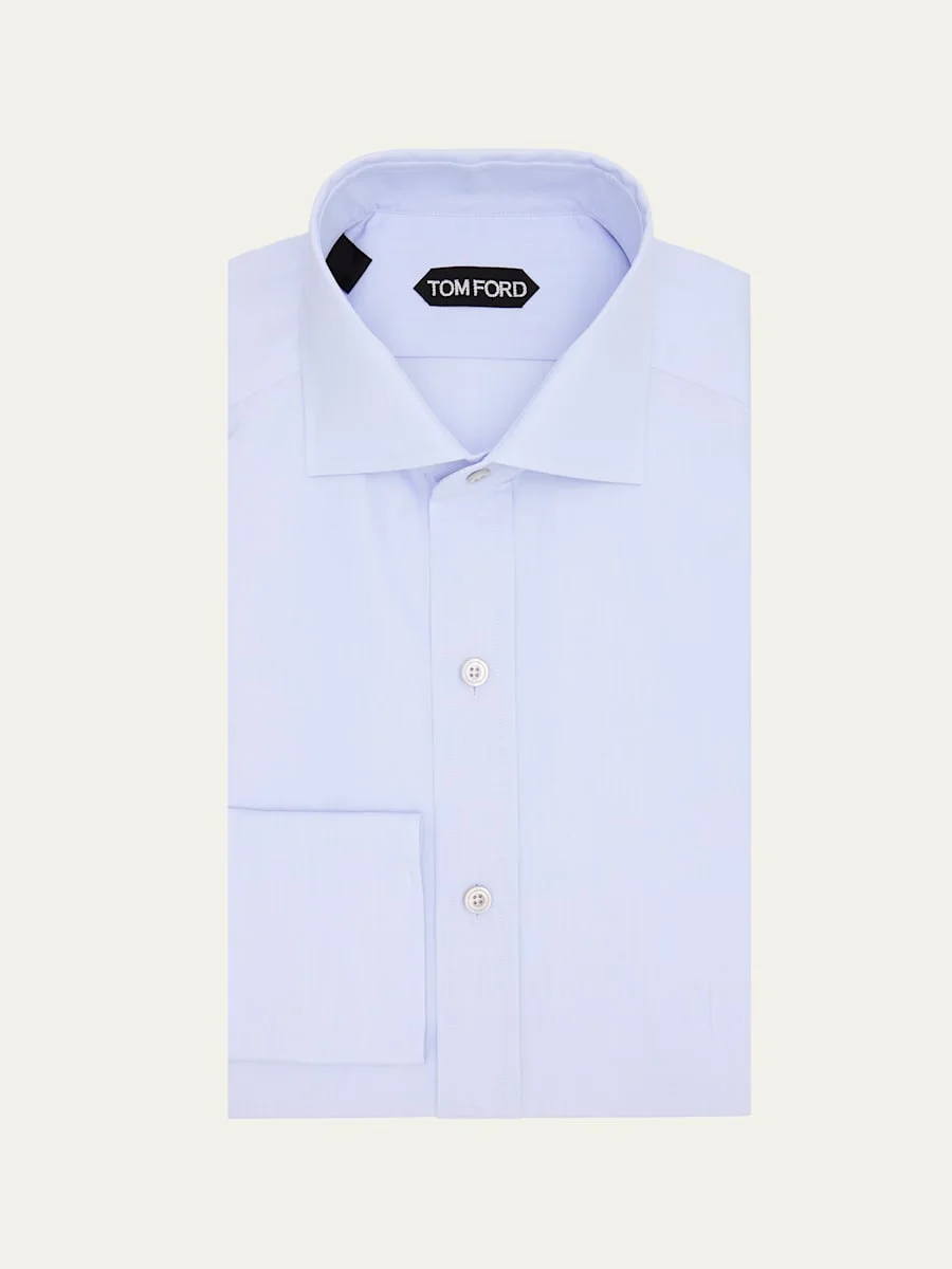 Men's Solid Cotton Dress Shirt - 1