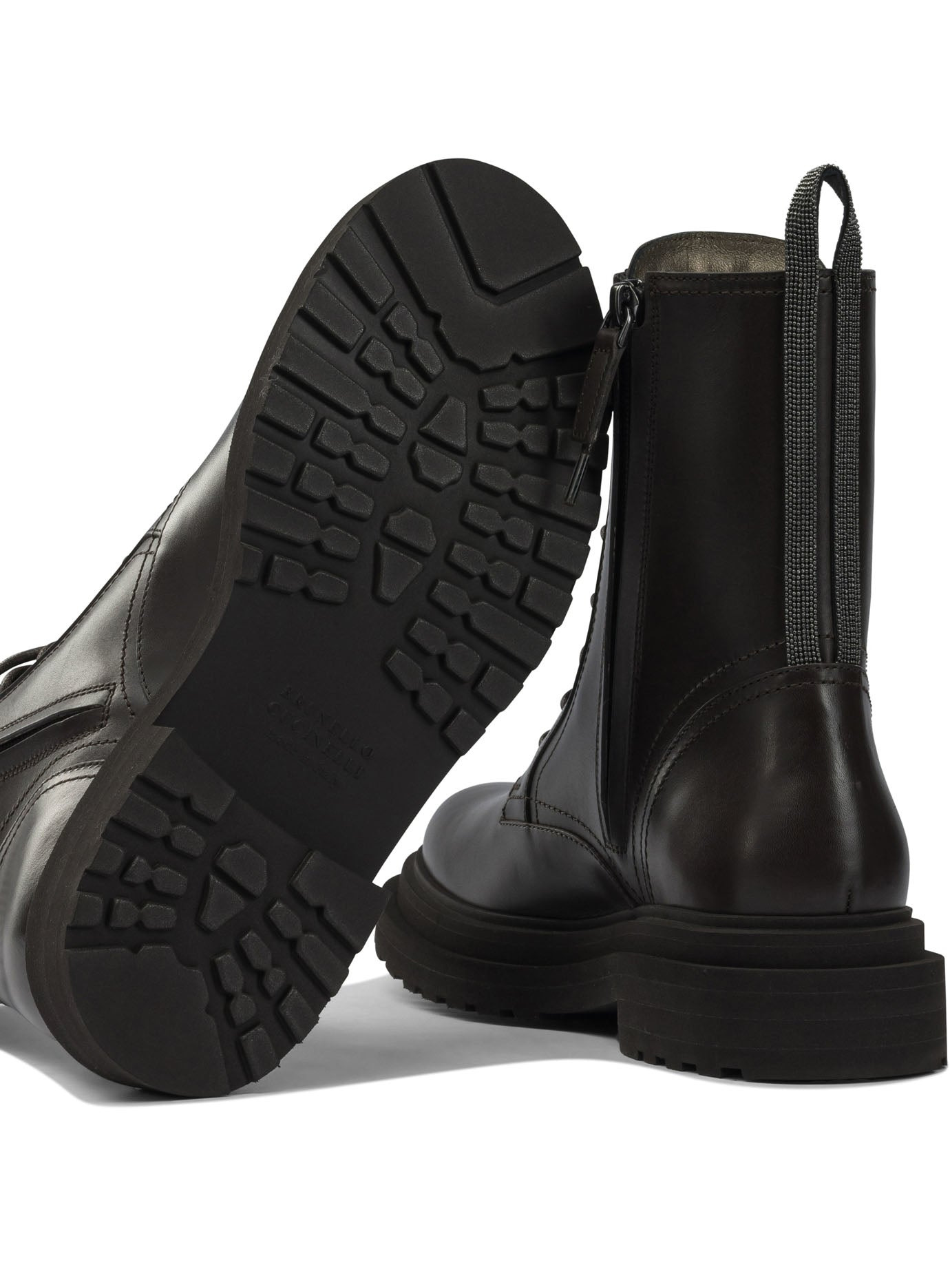 Brunello Cucinelli "shiny Loop Detail" Lace-up Ankle Boots - 5