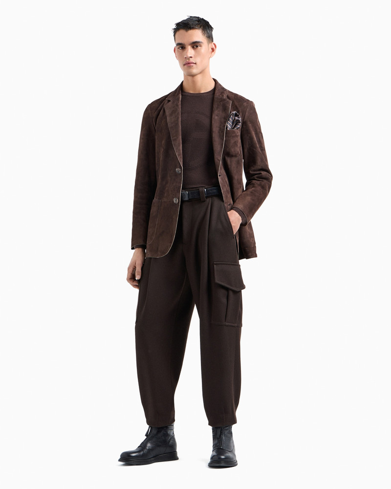 GIORGIO ARMANI Virgin-wool blend crew-neck jumper with jacquard logo outlook