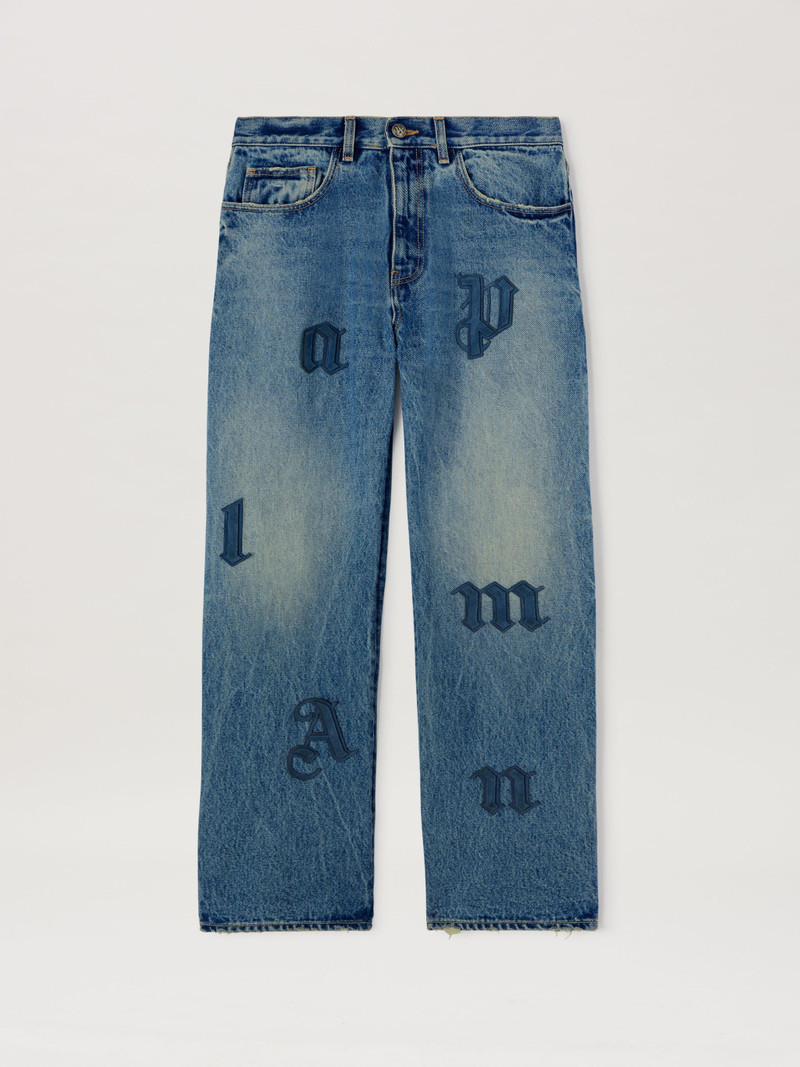 Logo Patch denim pants 1