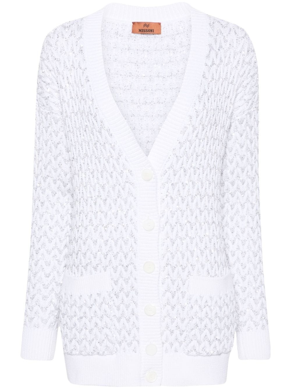 sequin-embellished chunky-knit cardigan - 1