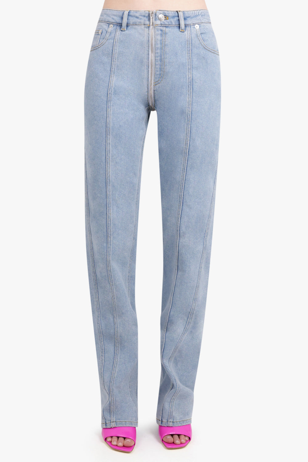 FRONT ZIP DETAIL PANTS | LIGHT BLUE - 3