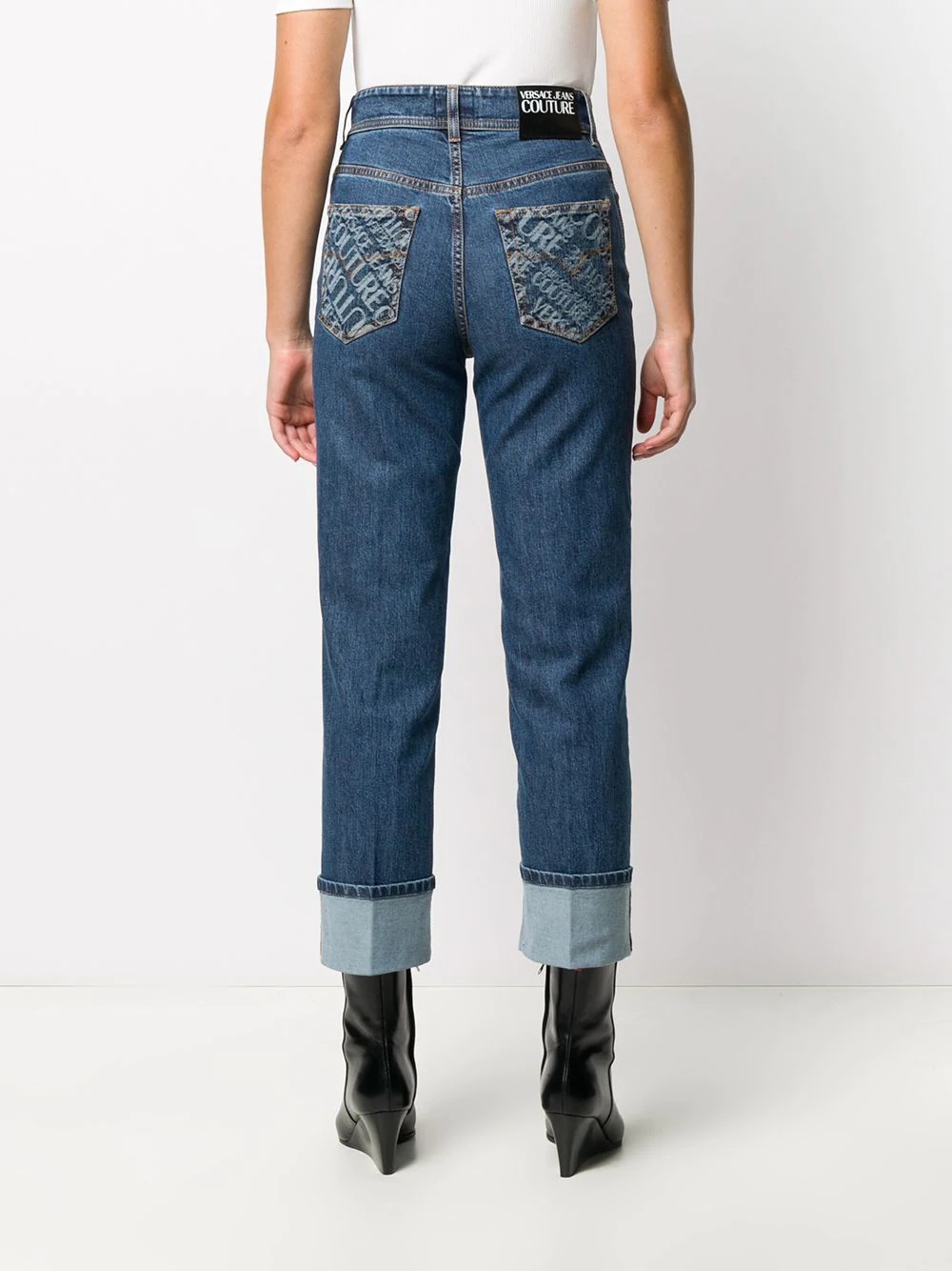 high-rise turn up jeans - 4