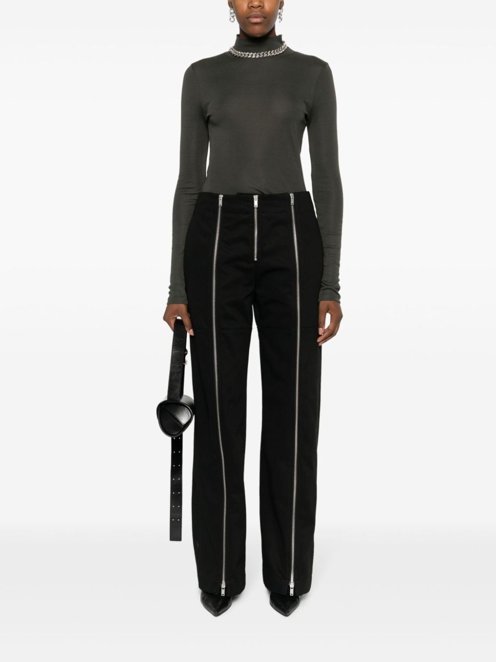 zip-up wide-leg trousers - 2