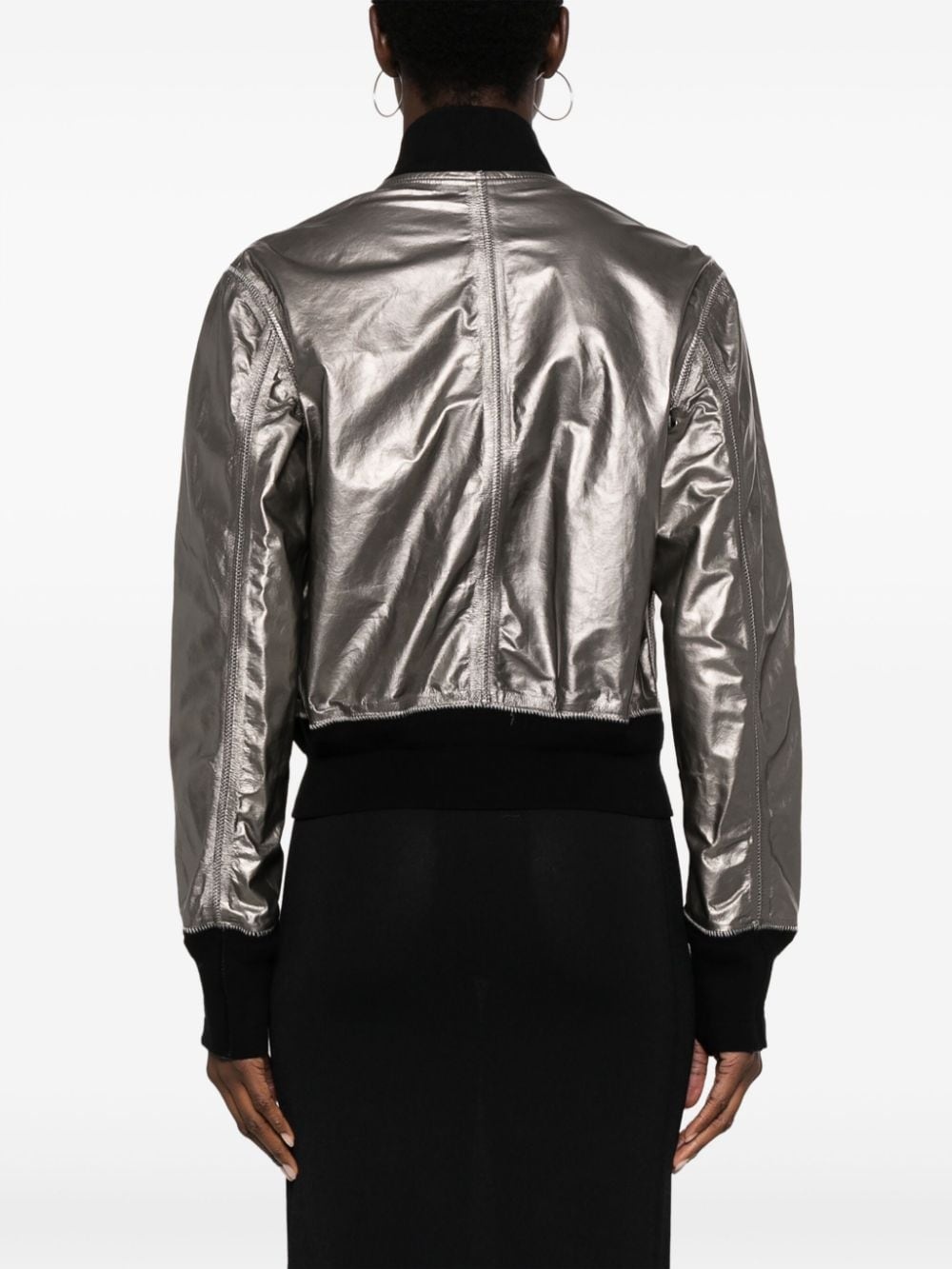 metallic leather bomber jaclet - 4