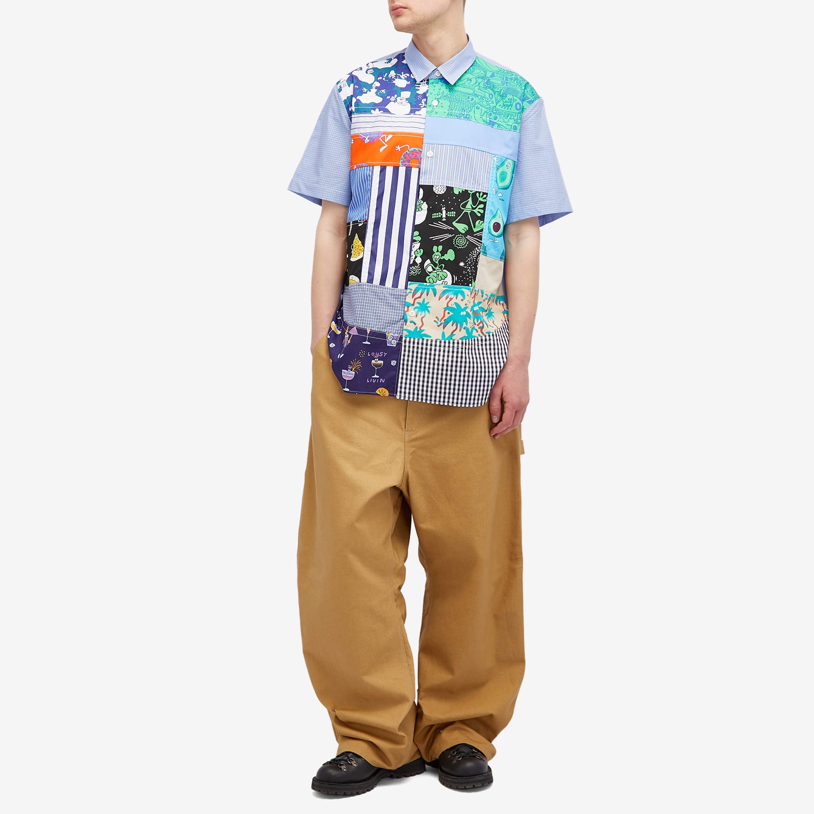 Junya Watanabe MAN x Lousy Livin' Short Sleeve Patchwork Shi - 4