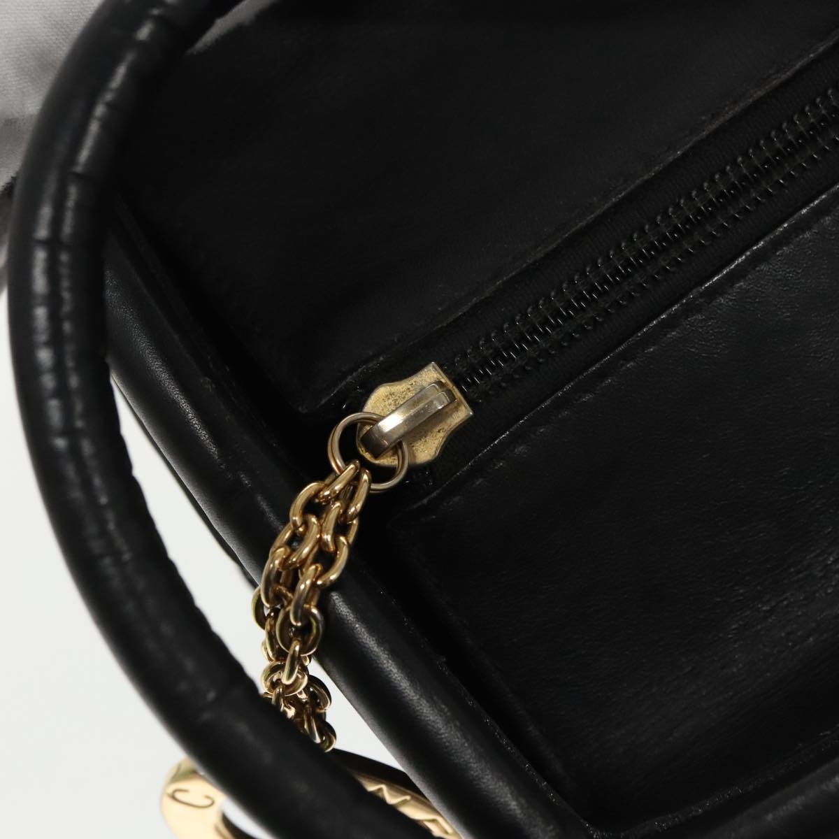 CELINE Hand Bag Nylon Black Gold - 10
