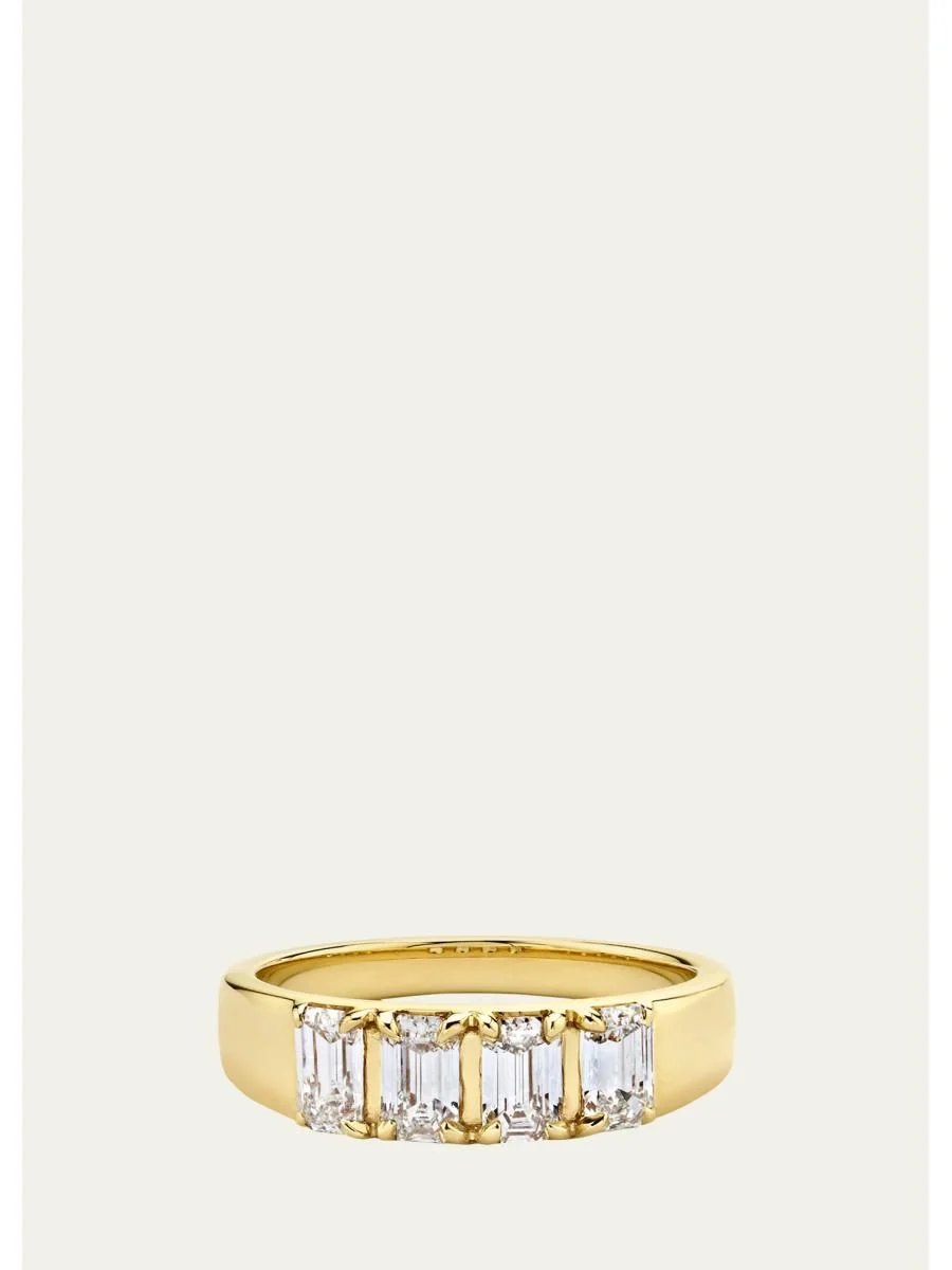 14K Gold Lab Grown Diamond Emerald Tetrad Ring, 1.00tcw - 1