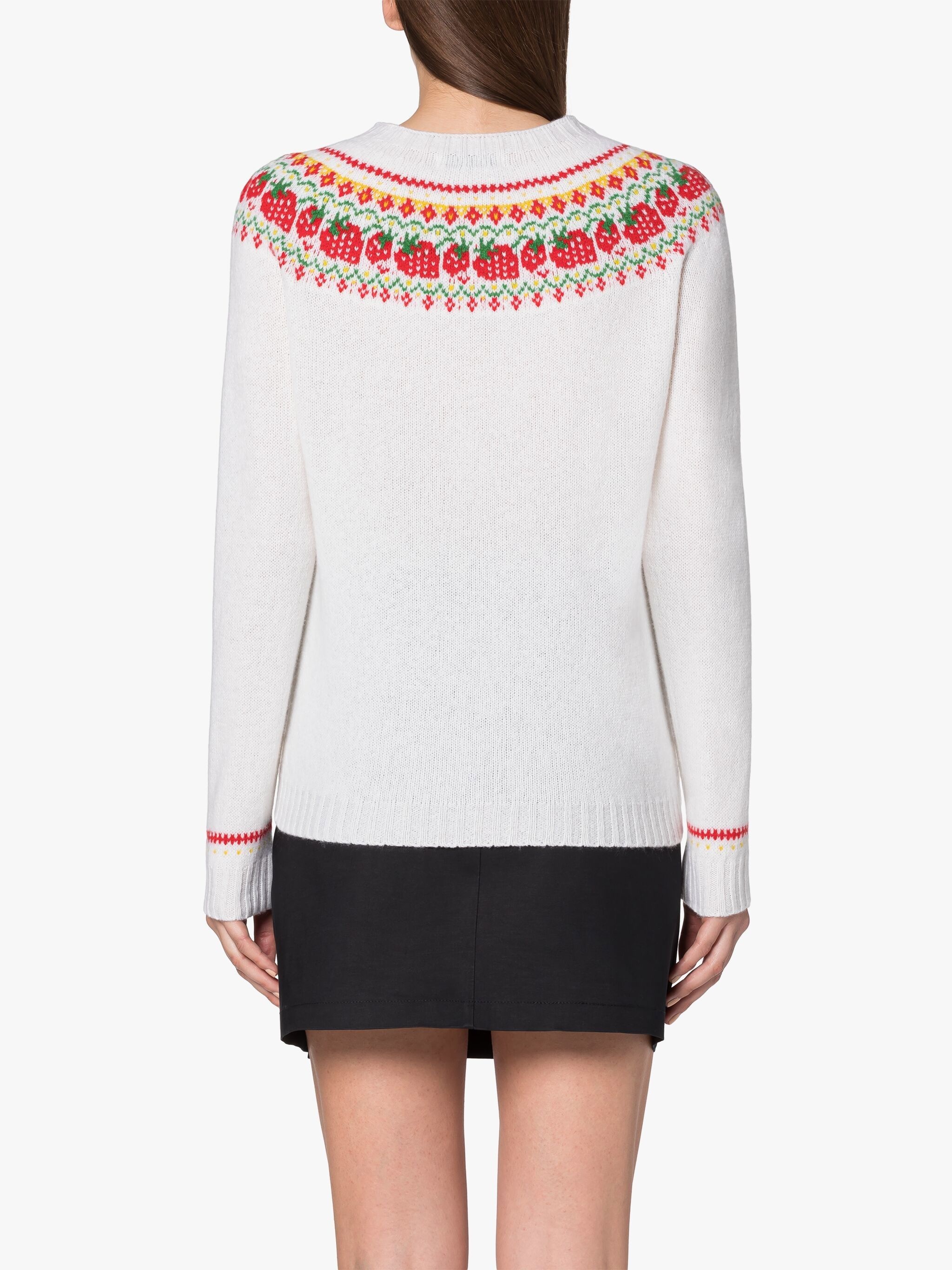 KELSI ICE WHITE WOOL FAIR ISLE CREWNEK SWEATER - 4