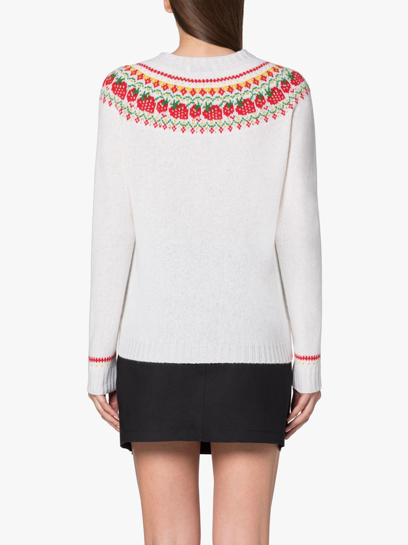 KELSI ICE WHITE WOOL FAIR ISLE CREWNEK SWEATER 4