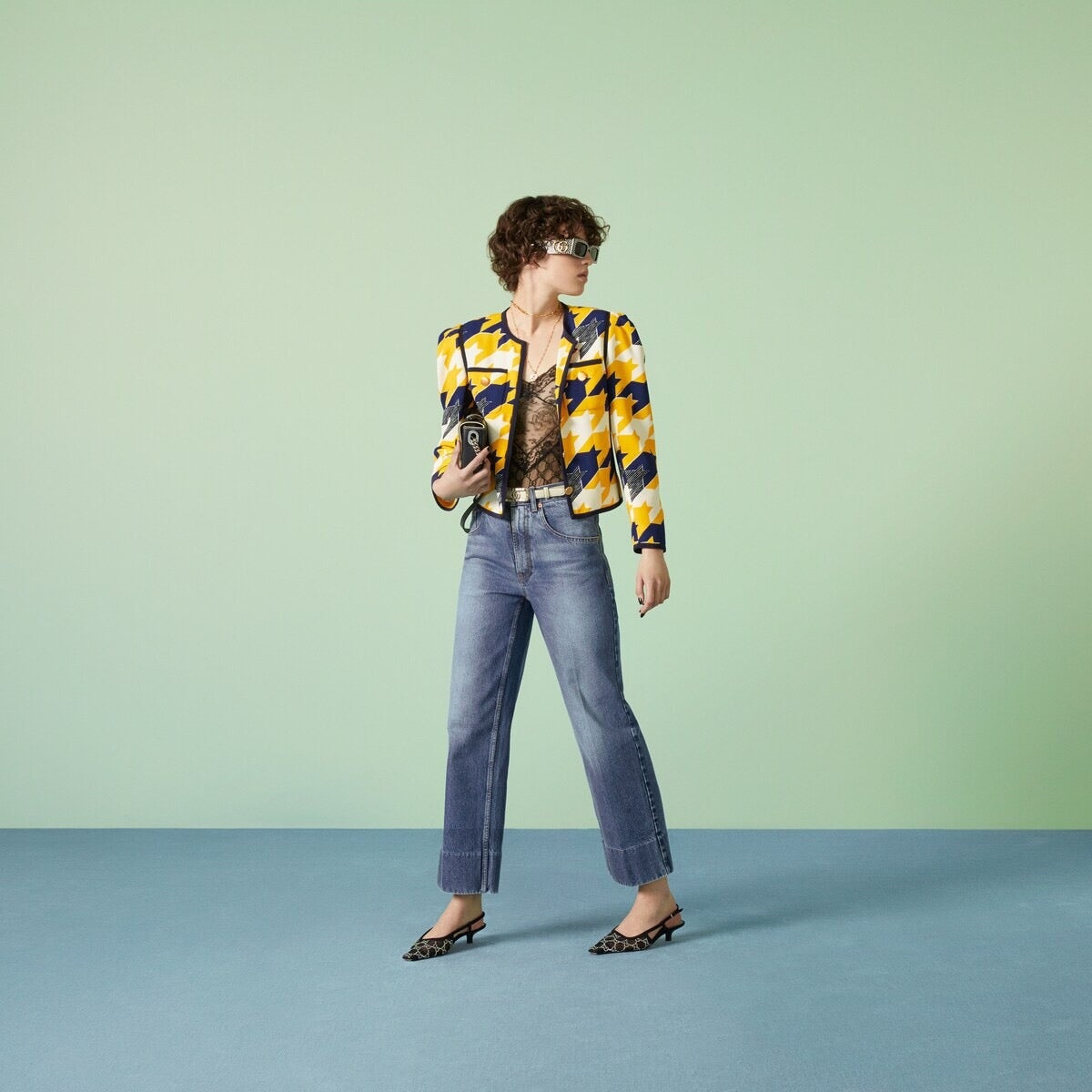 Gucci Geometric Houndstooth Print Viscose Jacket - 2