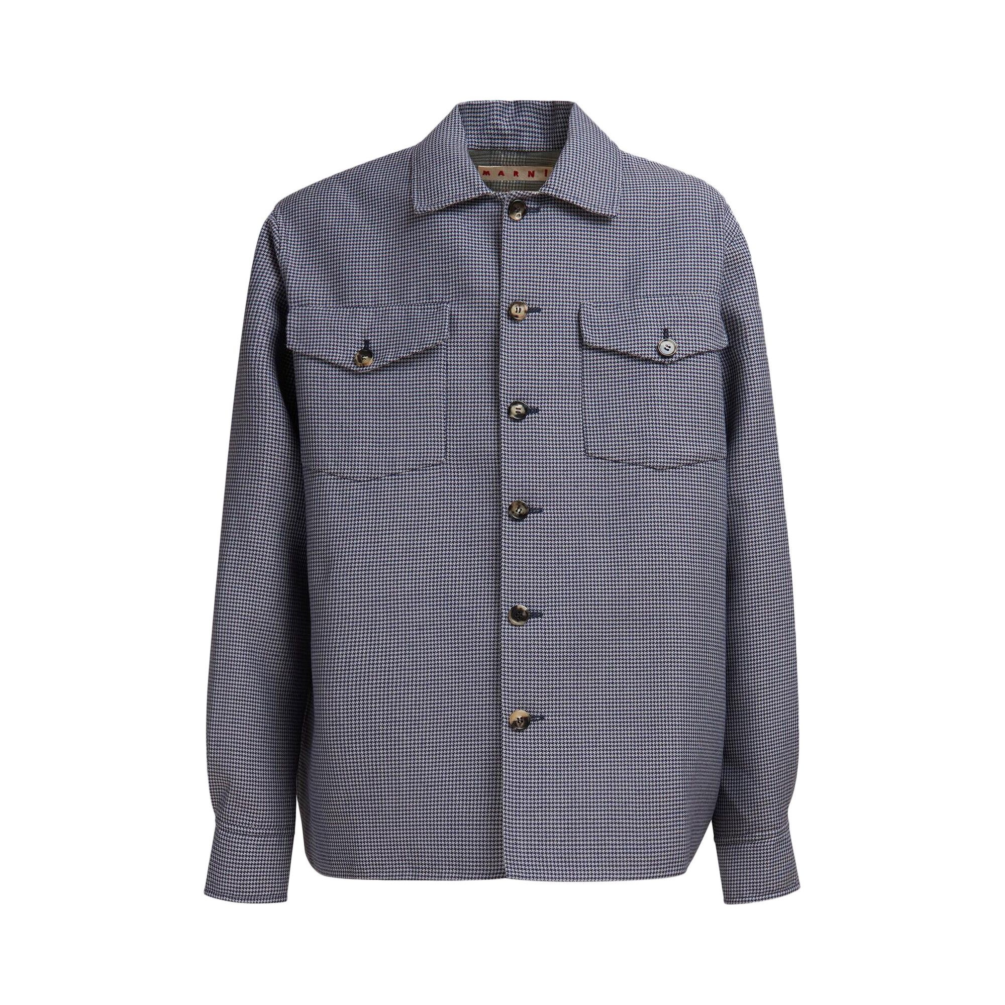 Marni Cropped Hem Organic Poplin Shirt 'Orion Blue' - 1