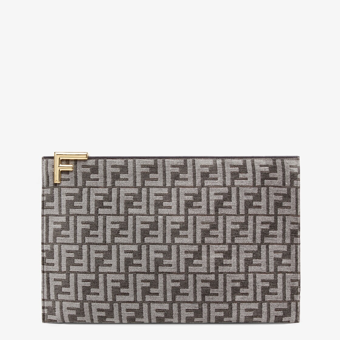 Dark gray FF jacquard fabric pouch - 1