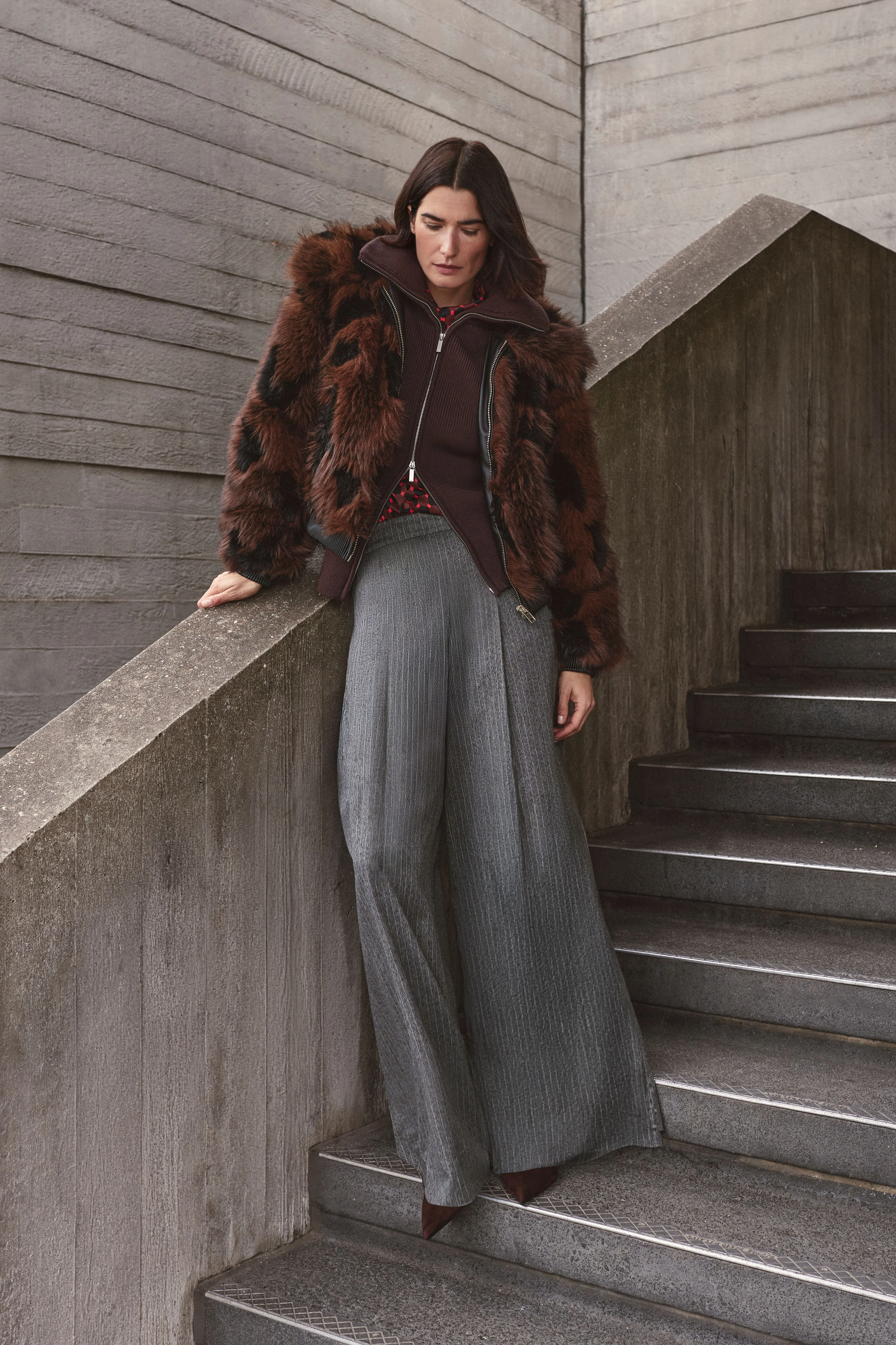 Faux Fur Printed Short Coat - 1