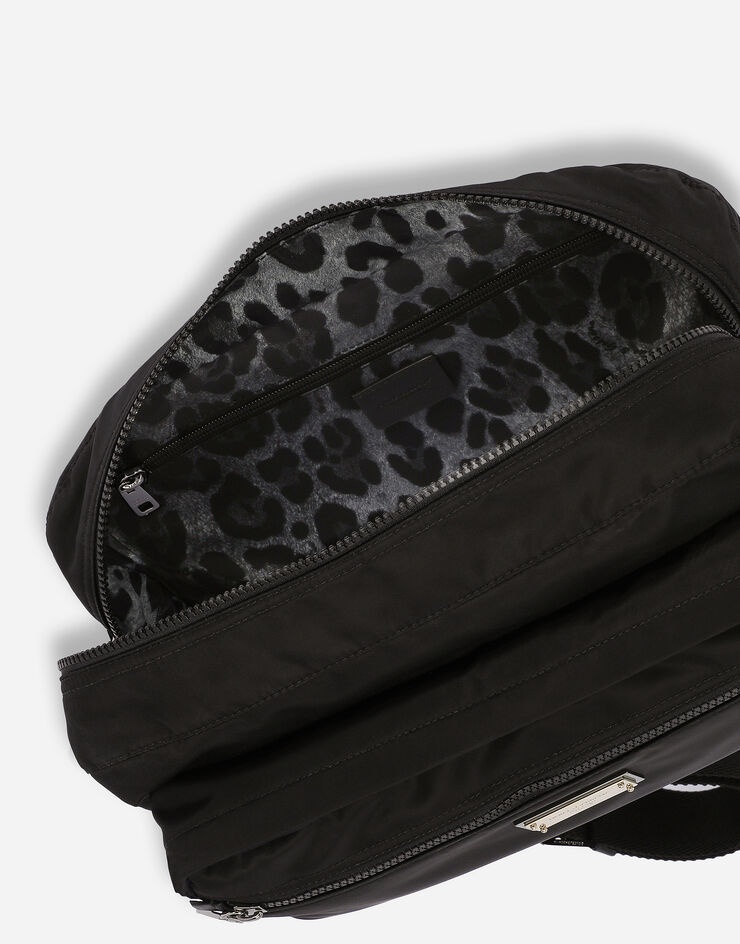 Nylon and calfskin nappa Nero Sicilia DNA bag - 8