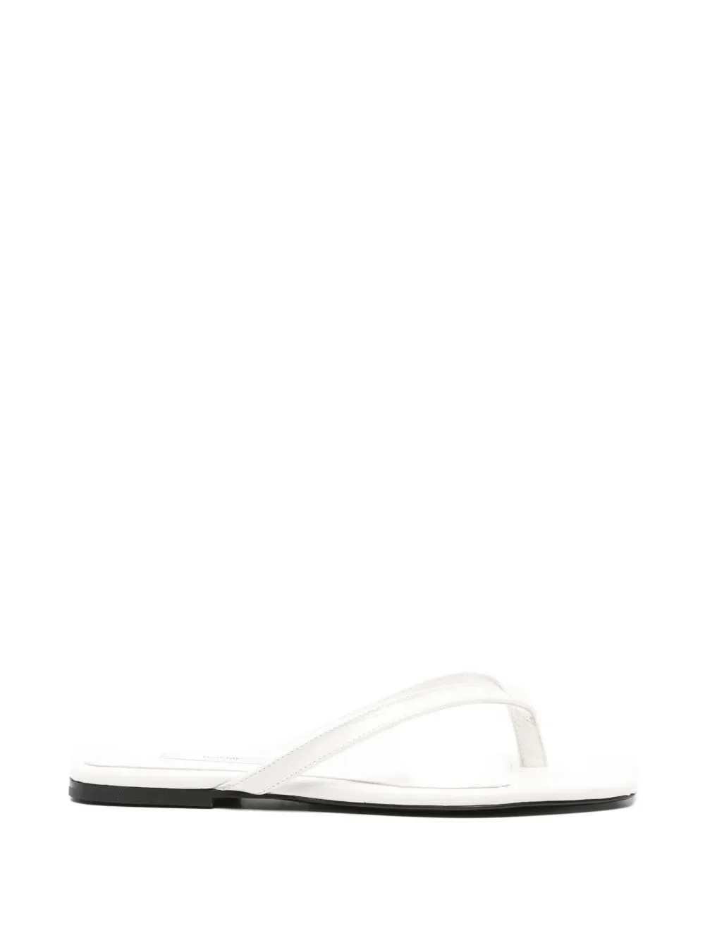 Croco-embossed Flip Flops in Off-White - 1