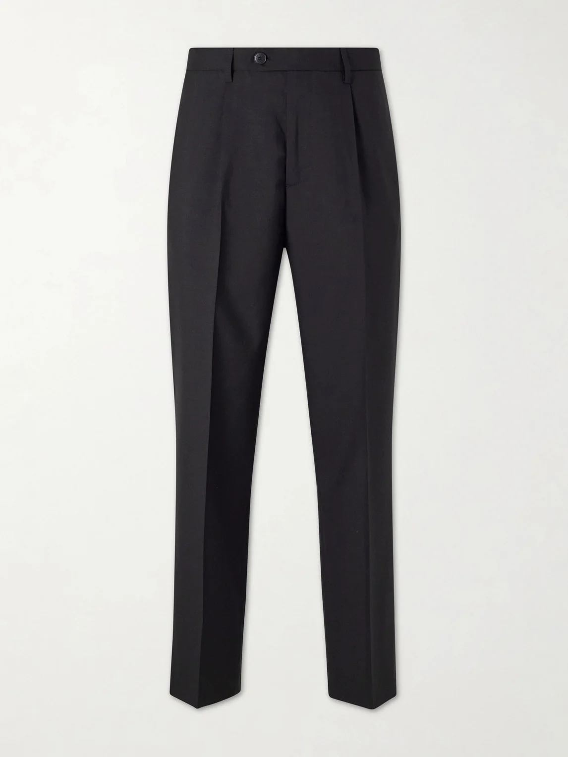 Formal Straight-Leg Pleated Wool Suit Trousers - 1