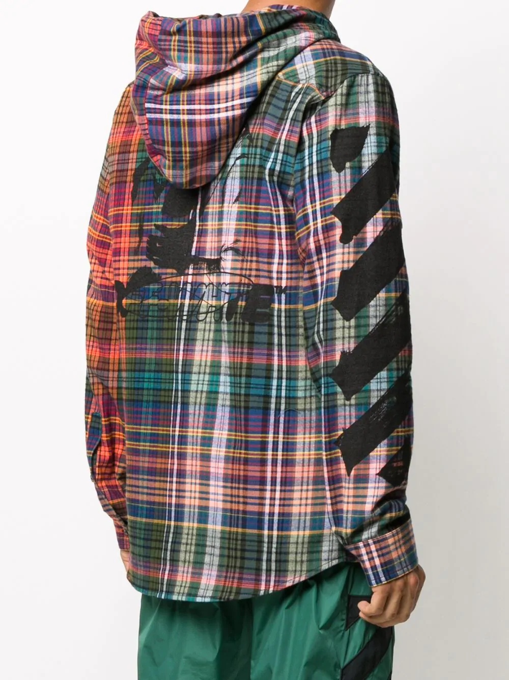 diagonal-stripe Kiss hooded shirt - 4