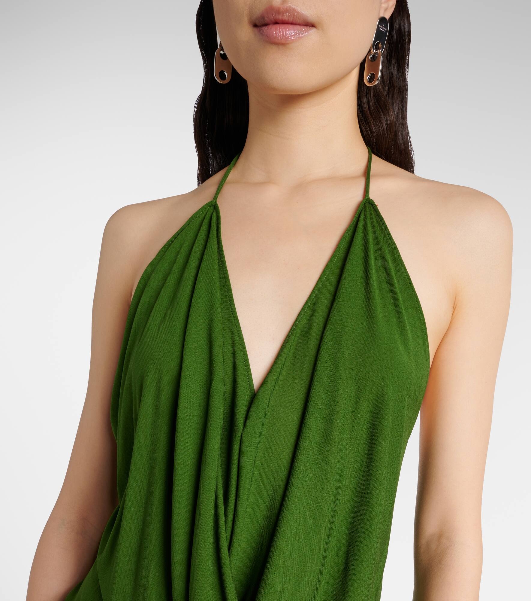 Gathered asymmetric jersey midi dress - 4