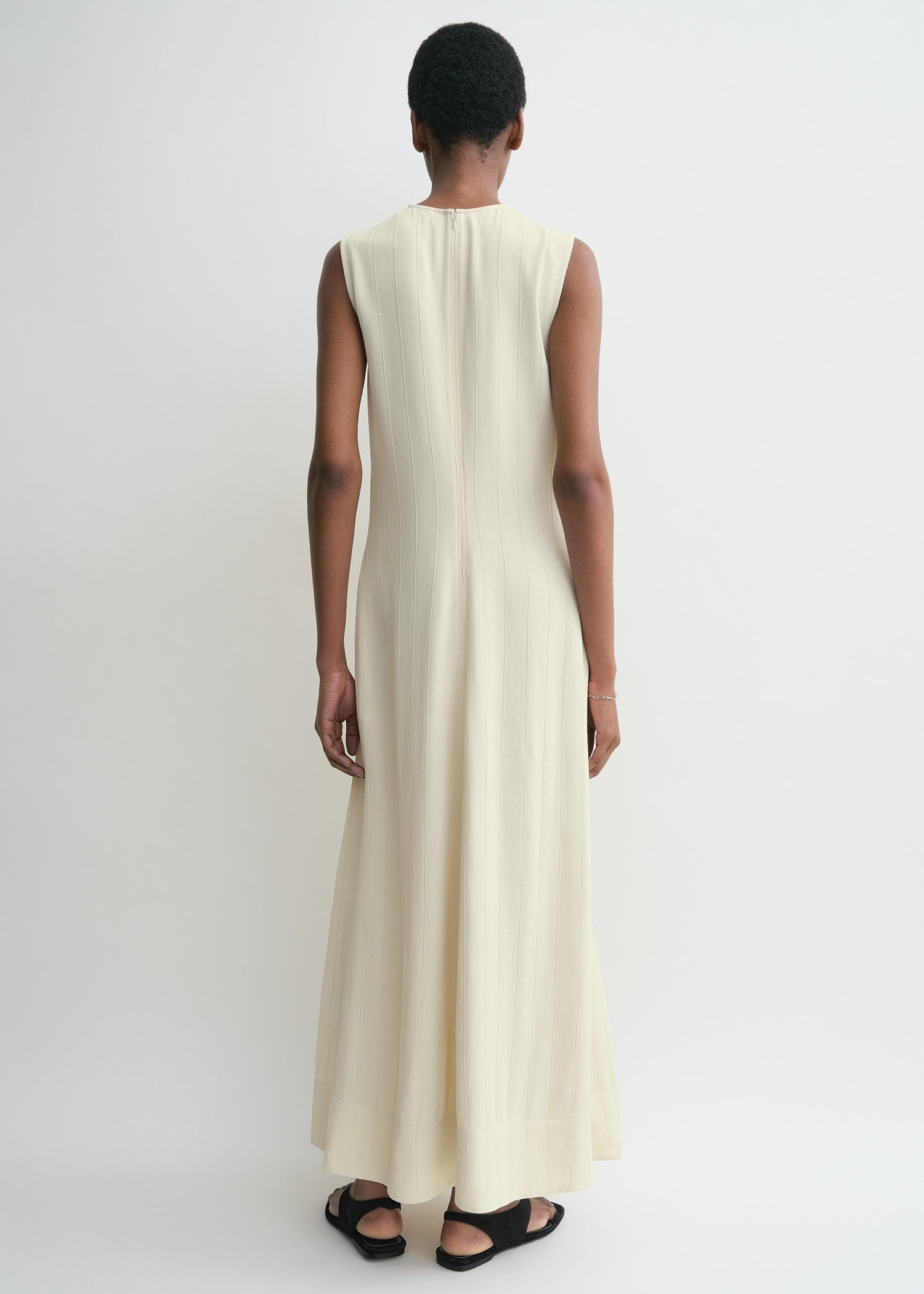 Woven stripe dress ecru - 4