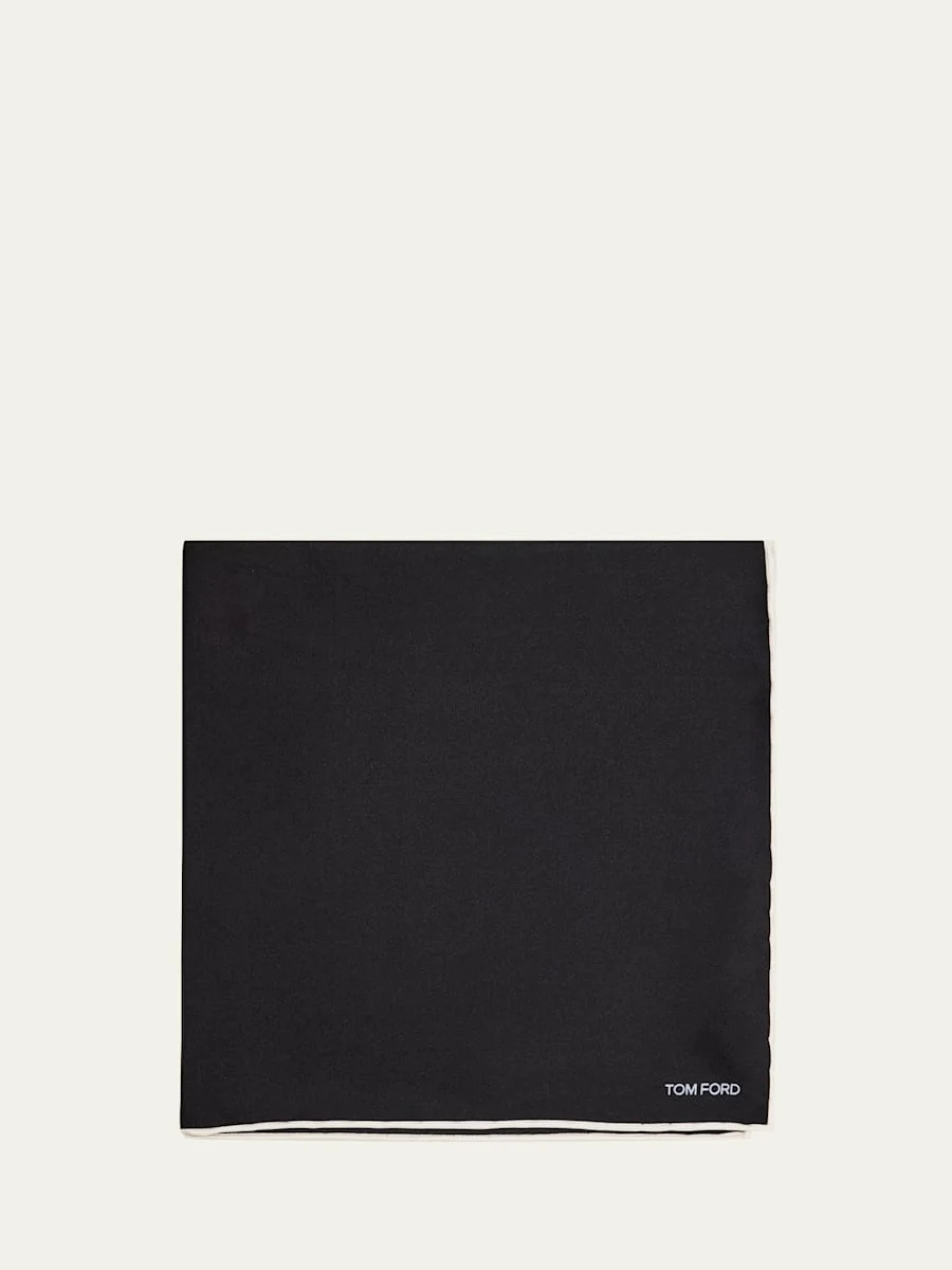 Men's Solid Classic Silk Pocket Square - 1