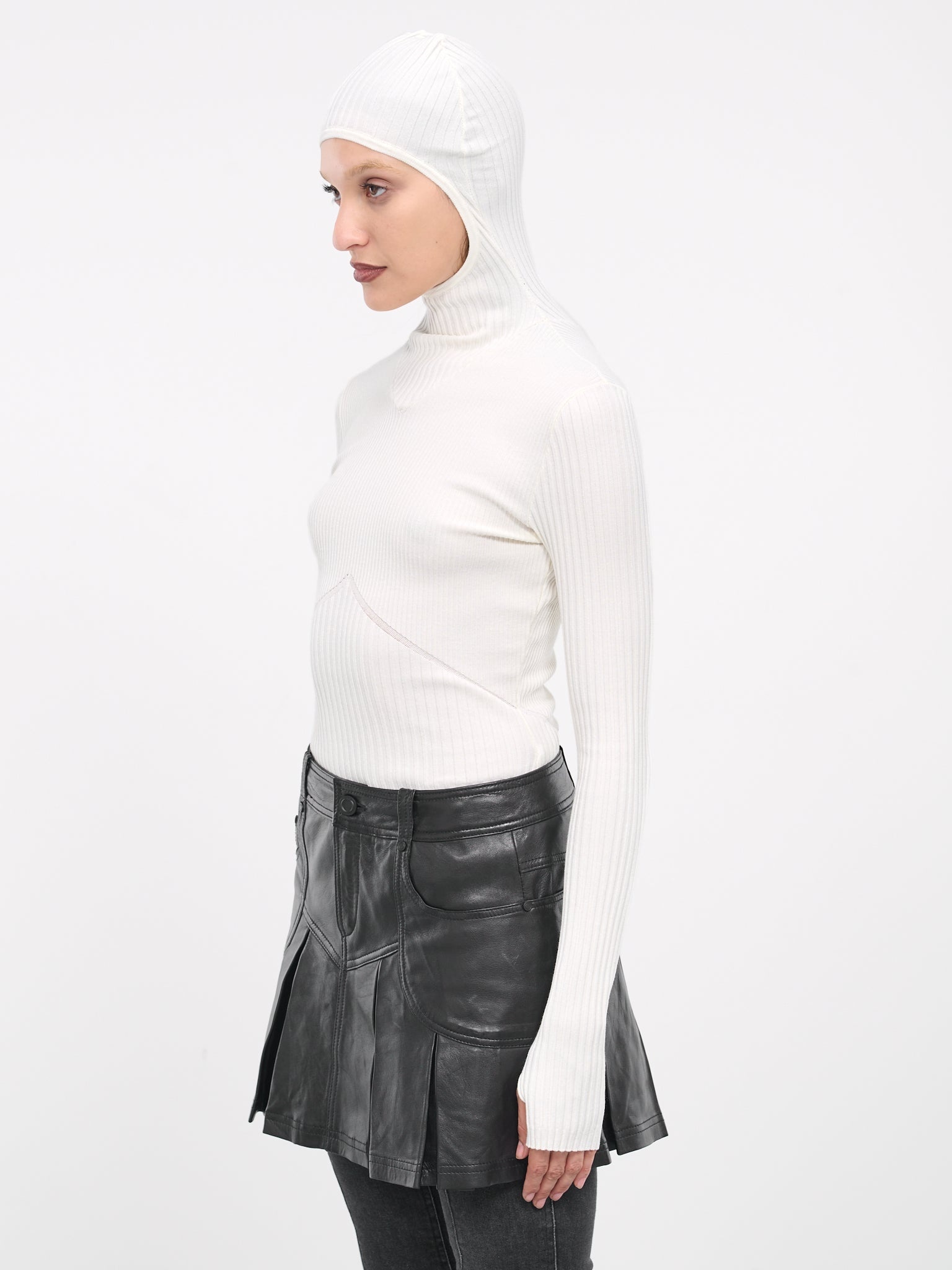 Rib-Knit Hoodie Top - 2