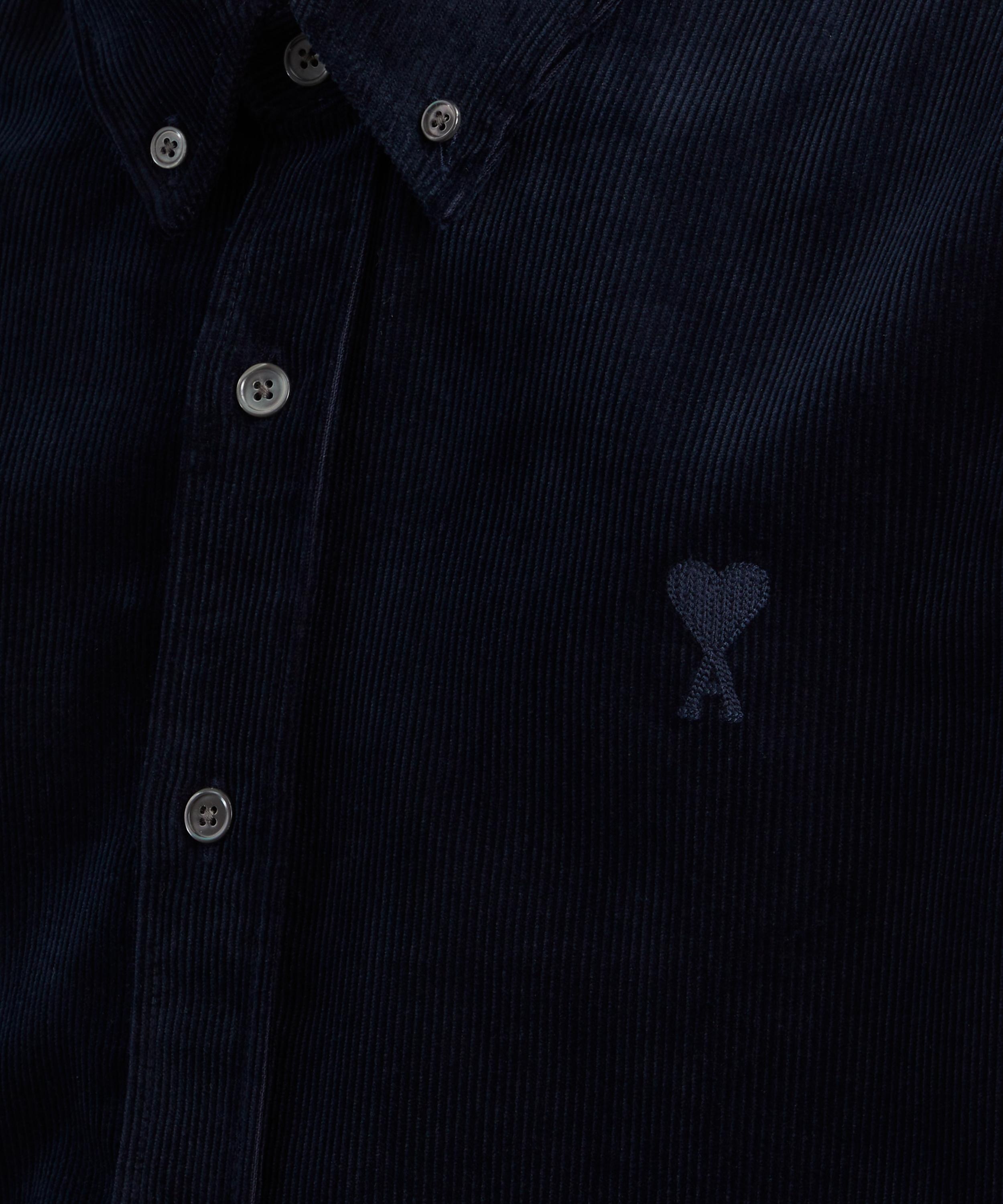 Navy Classic Fit Cotton Corduroy Shirt - 5