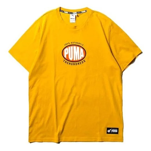 PUMA x The Hundreds Logo Printed Short Sleeve TEE Gold 596750-25 - 1