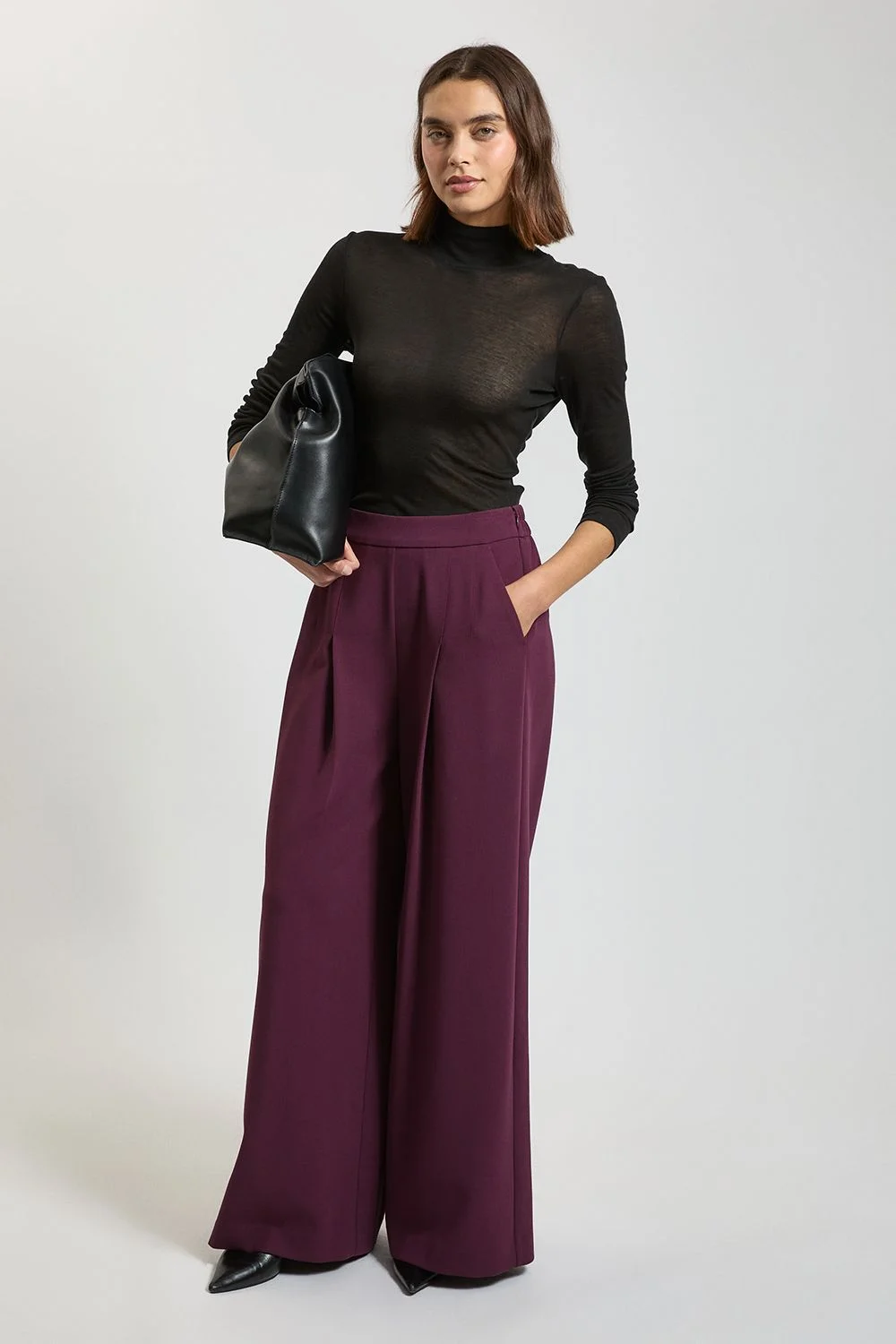 Compact Stretch Wide Leg Trouser - 1
