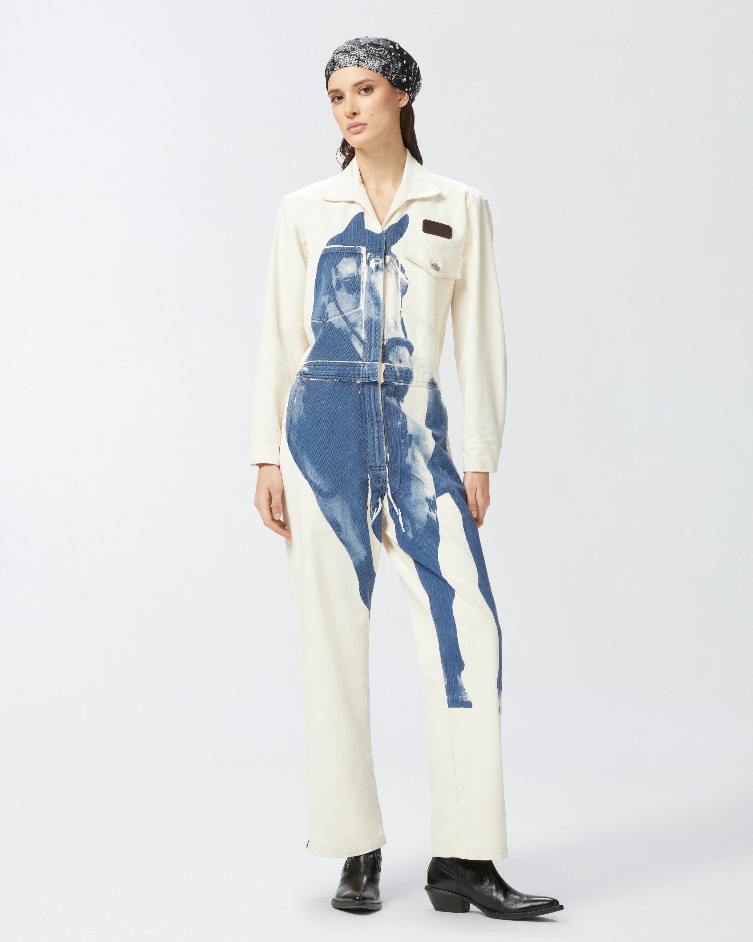 REIMAGINE BY PINKO X PATRICK MCDOWELL WORKWEAR JUMPSUIT WITH HORSE PRINT - 3
