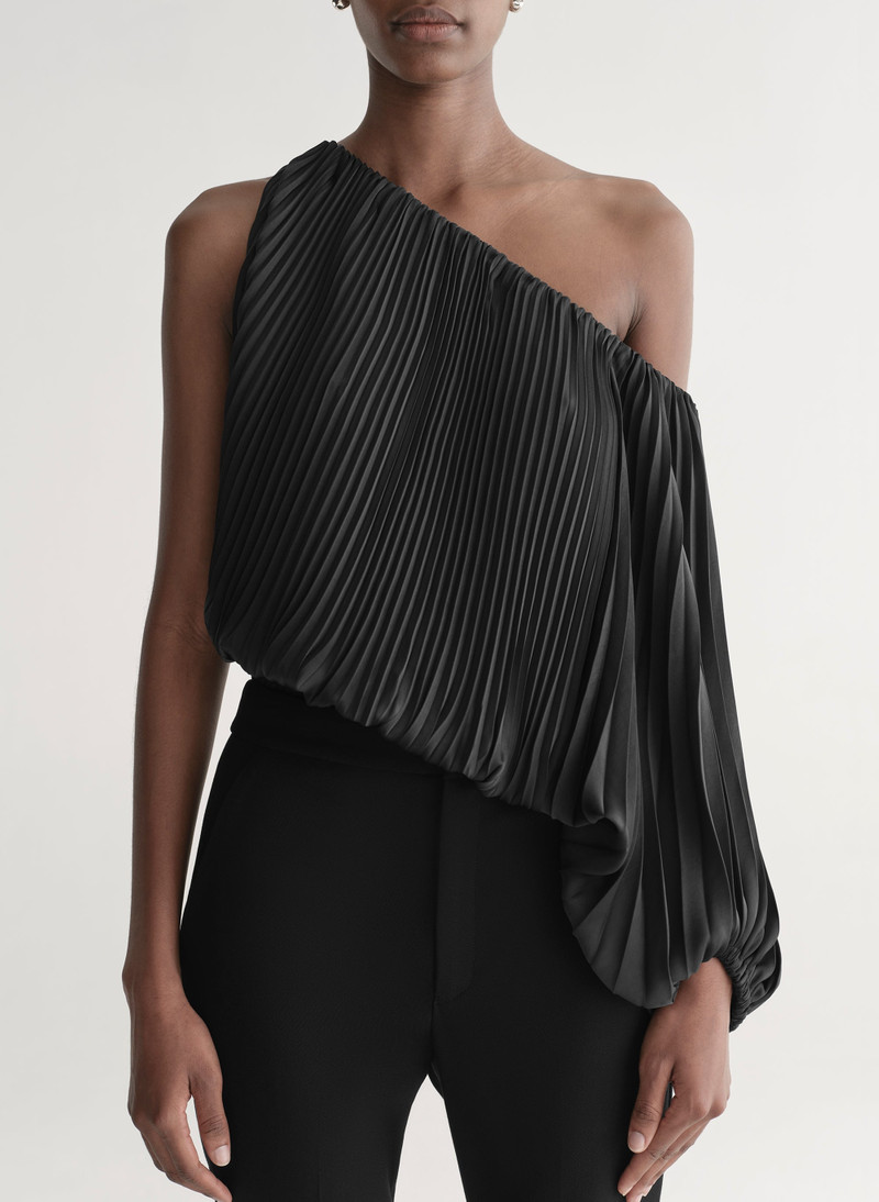 Mara Satin Pleated Asymmetric Top 3