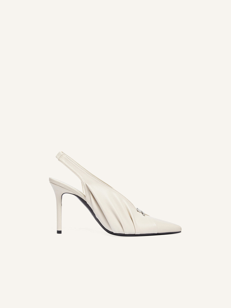 DRAPED STRETCH LEATHER EFFECT SLINGBACKS 1