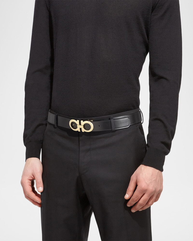 FERRAGAMO Men & apos;s Reversible Double-Gancini Leather Belt outlook