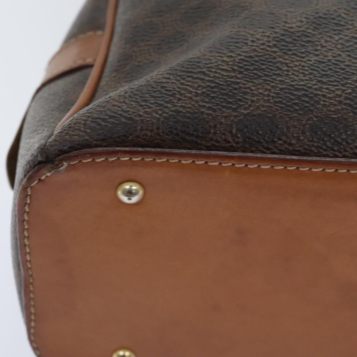 CELINE Macadam Canvas Hand Bag Pvc Leather Brown Gold - 13
