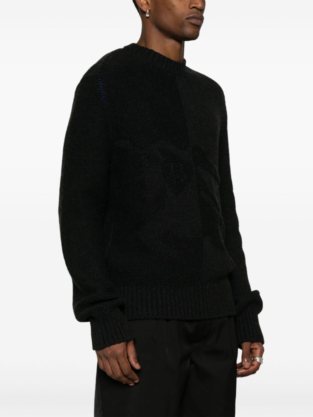logo-jacquard cashmere jumper - 3