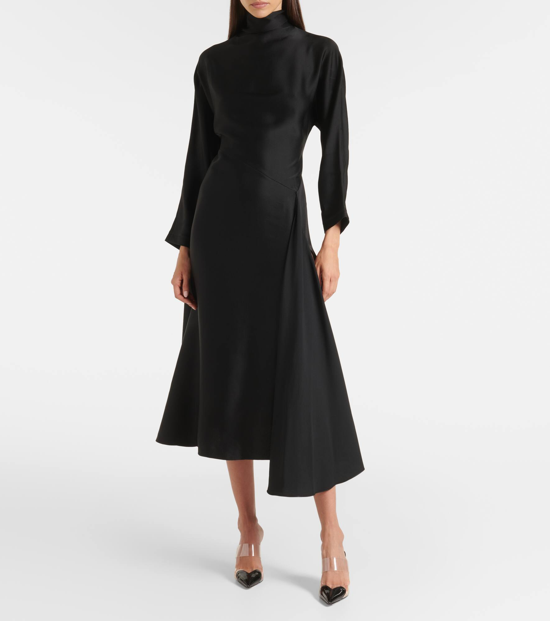 Asymmetric satin midi dress - 2