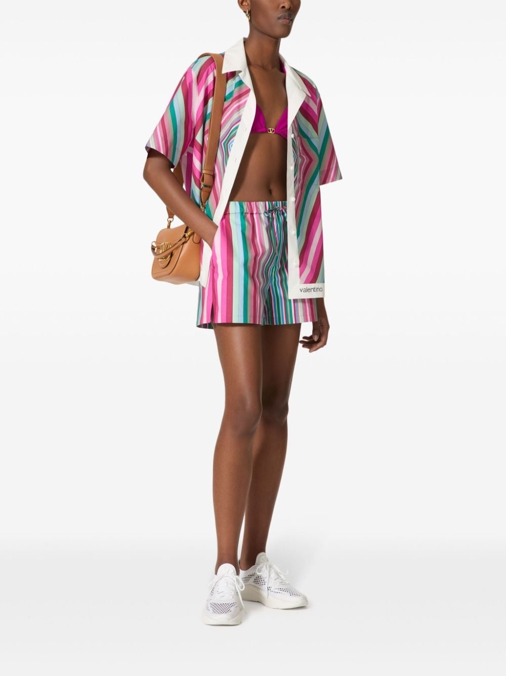 stripe-print cotton shorts - 2