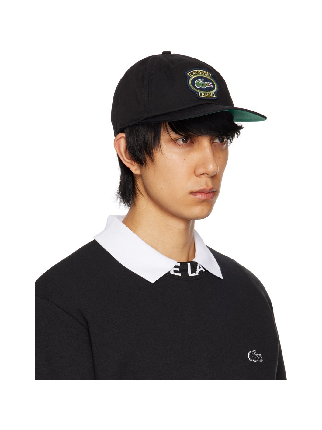 Black Cotton Twill Badge Cap - 2