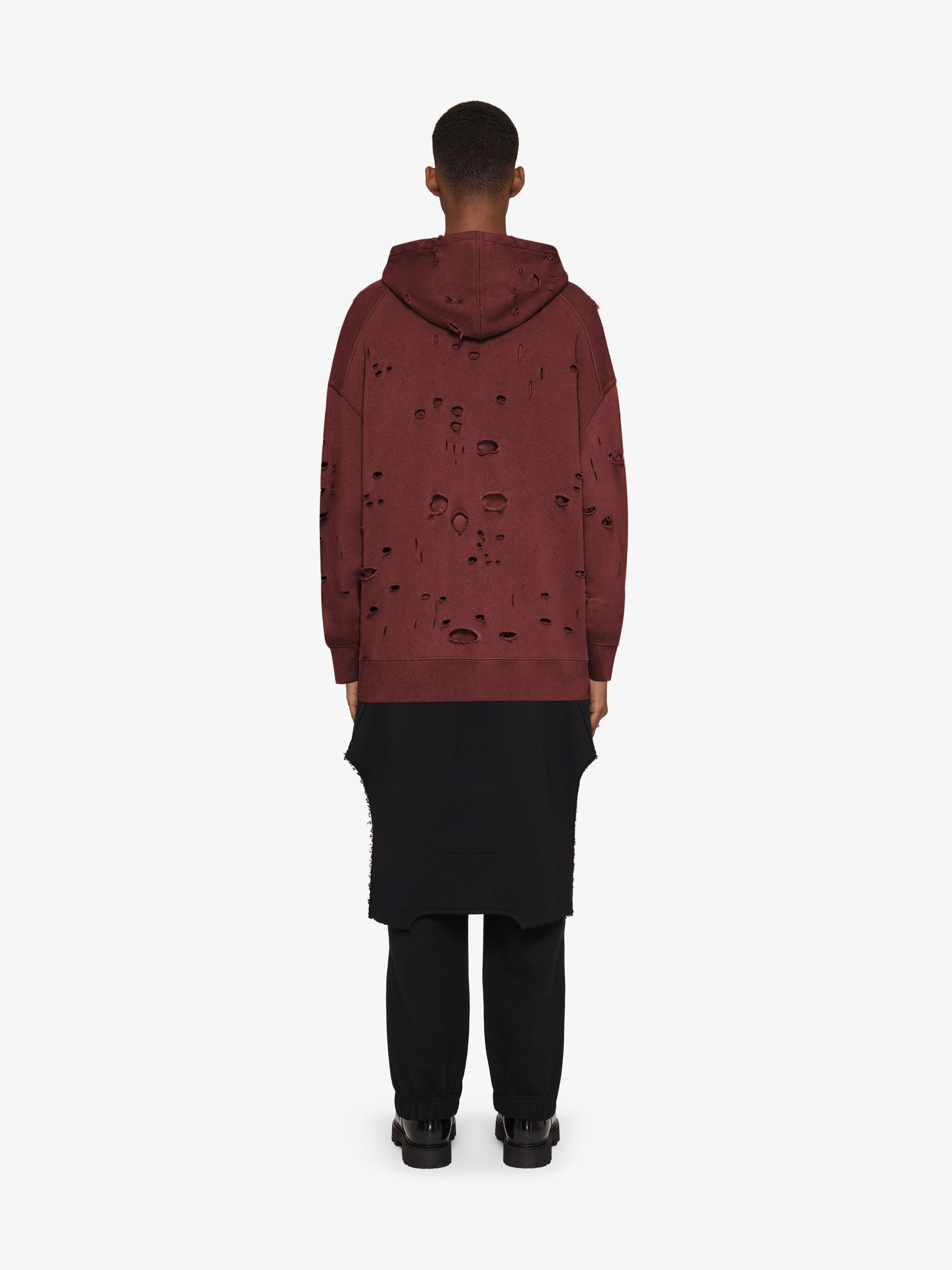 GIVENCHY HOODIE IN DESTROYED FLEECE - 4