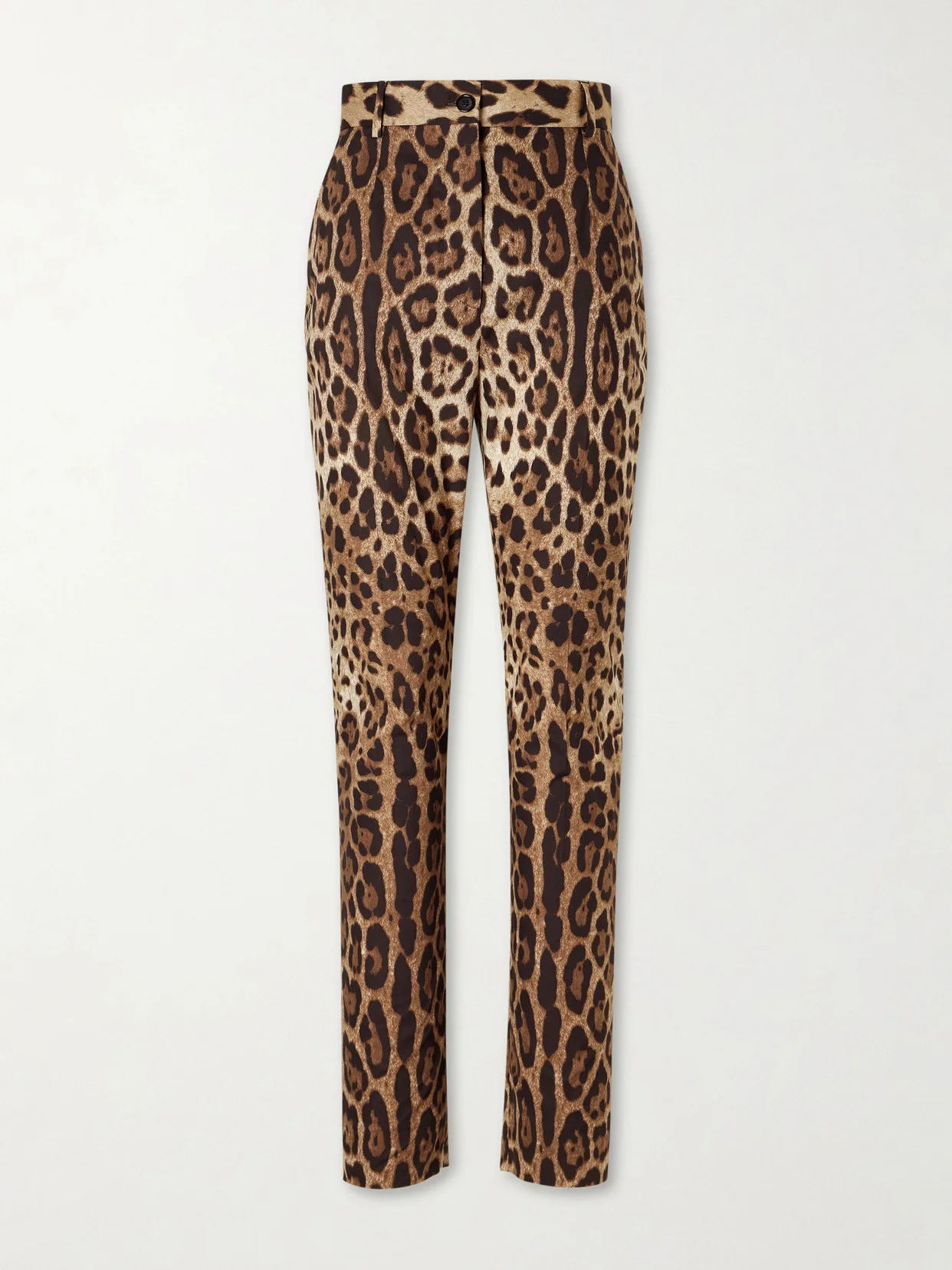Leopard-print High-rise Cotton Straight-leg Pants - 1